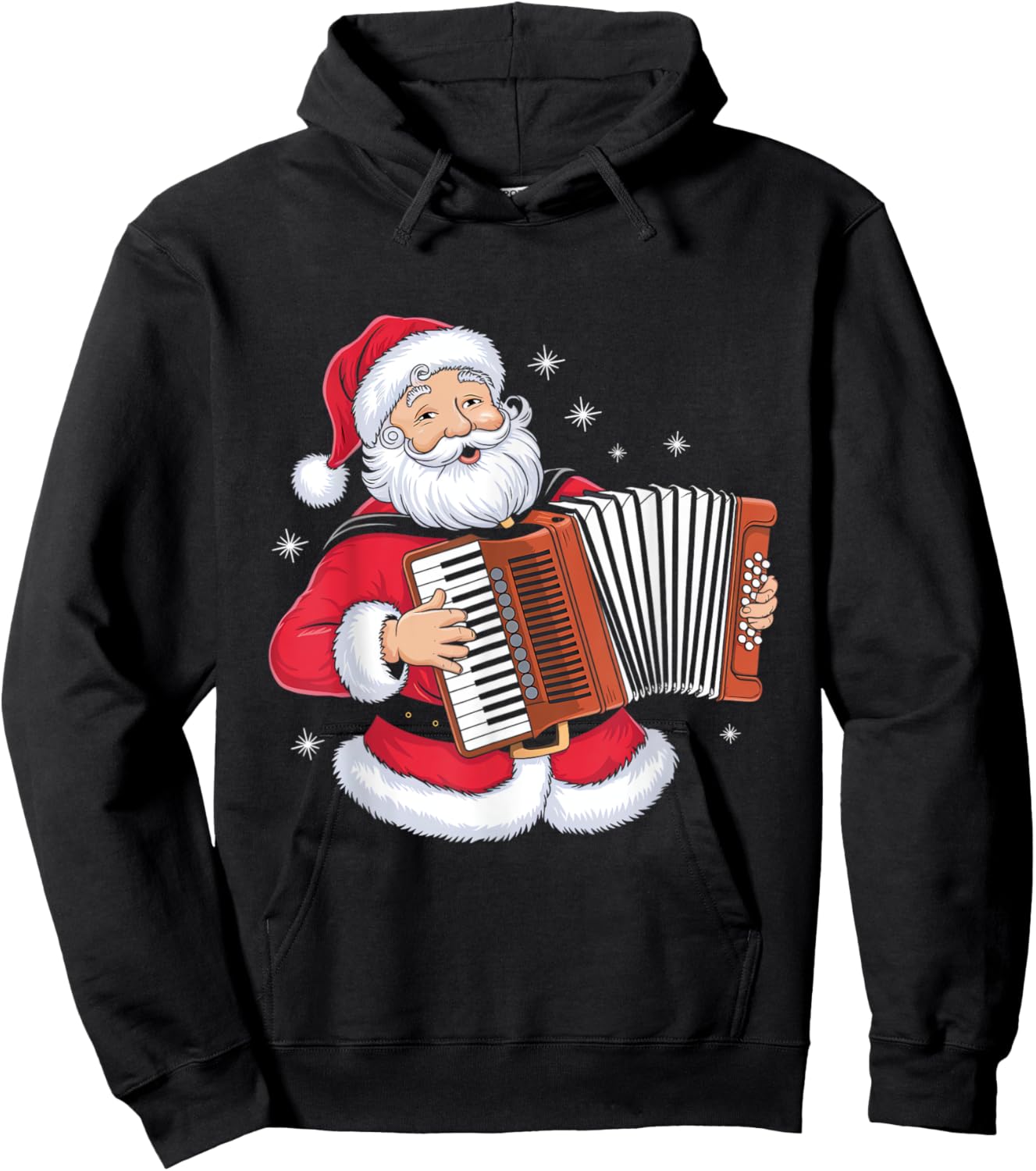 Santa Playing Accordion Xmas Christmas Hoodie - Hoodie | Black