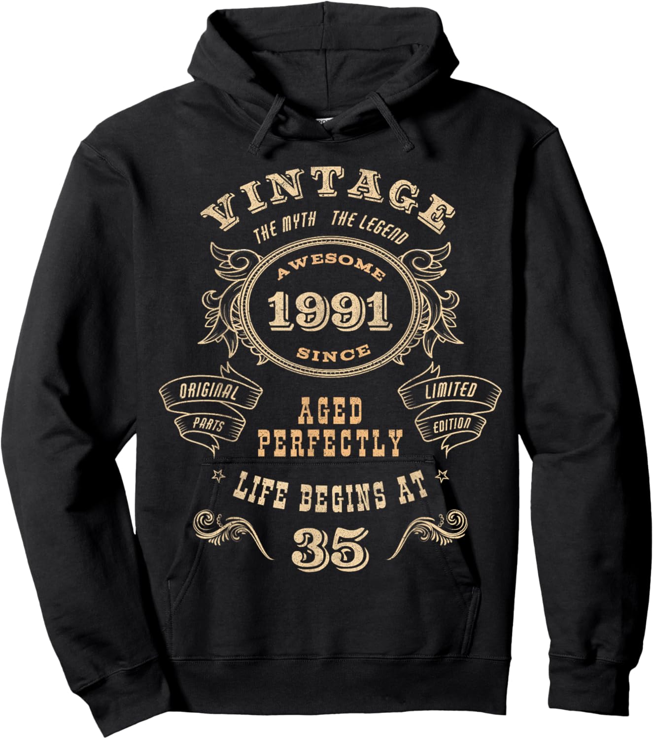 35-Year-Old 35th Birthday - Vintage 1991 Hoodie - Hoodie | Black