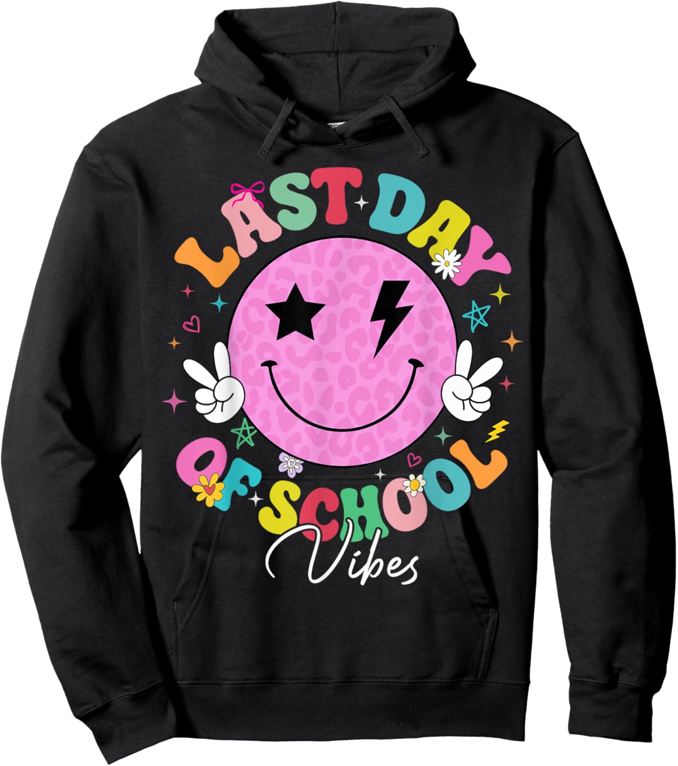 Groovy Last Day of School Vibes Teacher Student Graduation Hoodie - Hoodie | Black