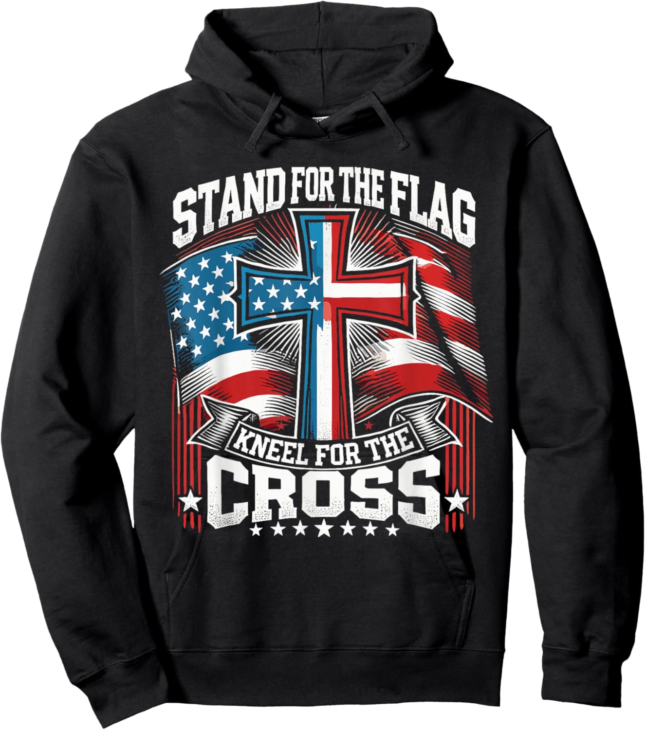 USA Flag Religious Quote 4th of July Christian Faith Hoodie - Hoodie | Black