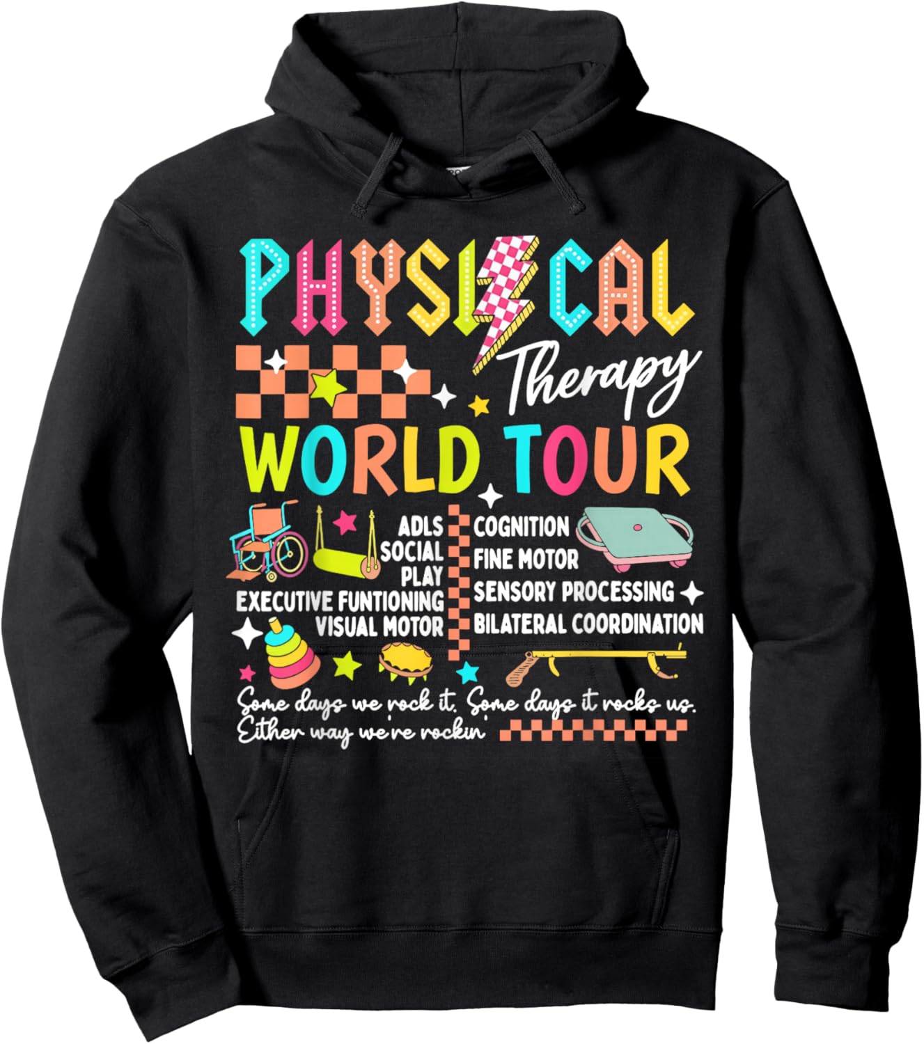 Physical Therapy World Tour Funny PT PTA Retro DPT Therapist Hoodie - Hoodie | Black