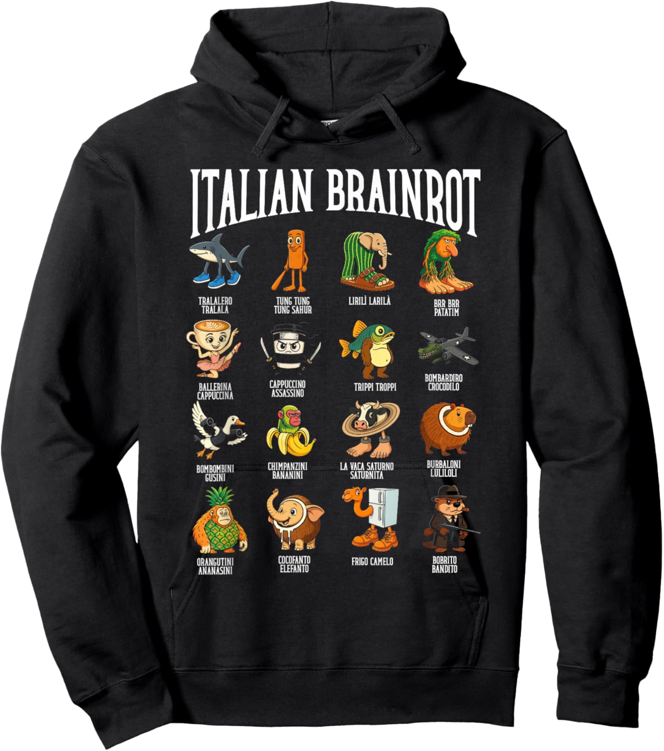 Italian Brainrot Ballerina Assassino Character Meme Mix Hoodie - Hoodie | Black