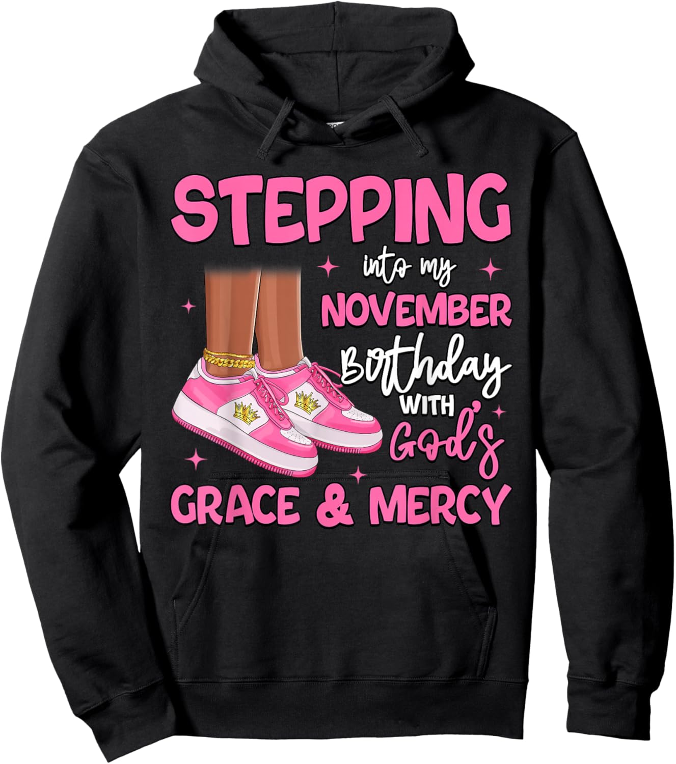 Stepping Into My November Birthday Black Girl Bday Queen Hoodie - Hoodie | Black