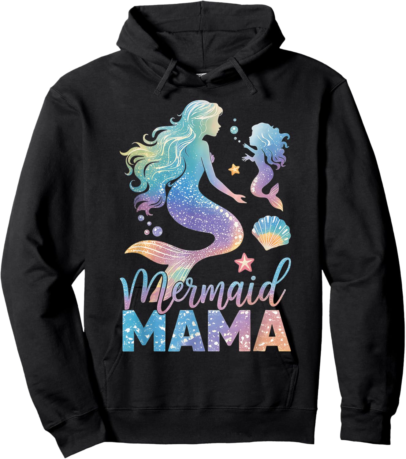 Cute Mermaid Mama Mermaid Mom Mommy Happy Mothers Day Women Hoodie - Hoodie | Black