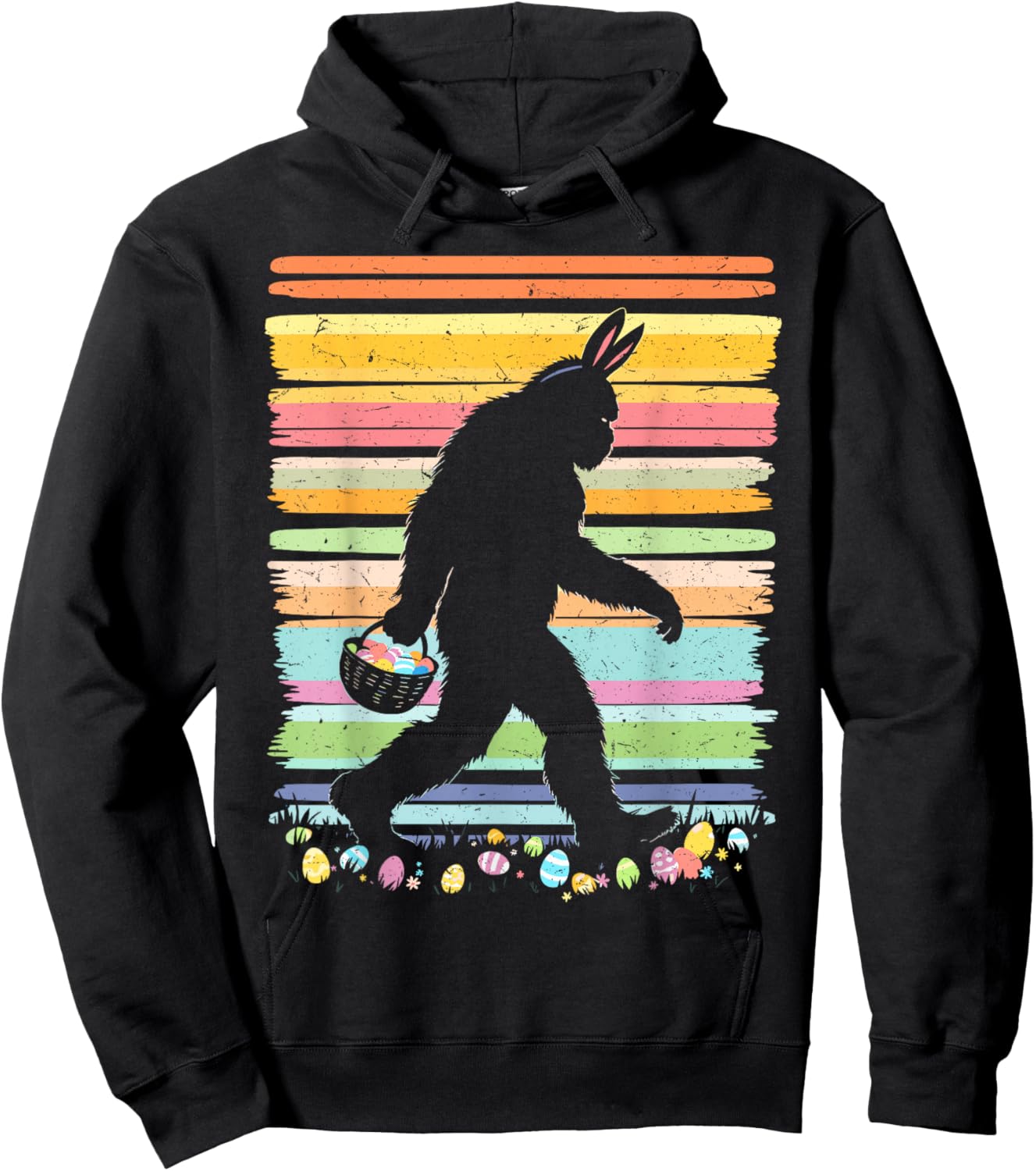 Retro Easter Outfit Pajamas Boys Bigfoot Sasquatch Easter Hoodie - Hoodie | Black
