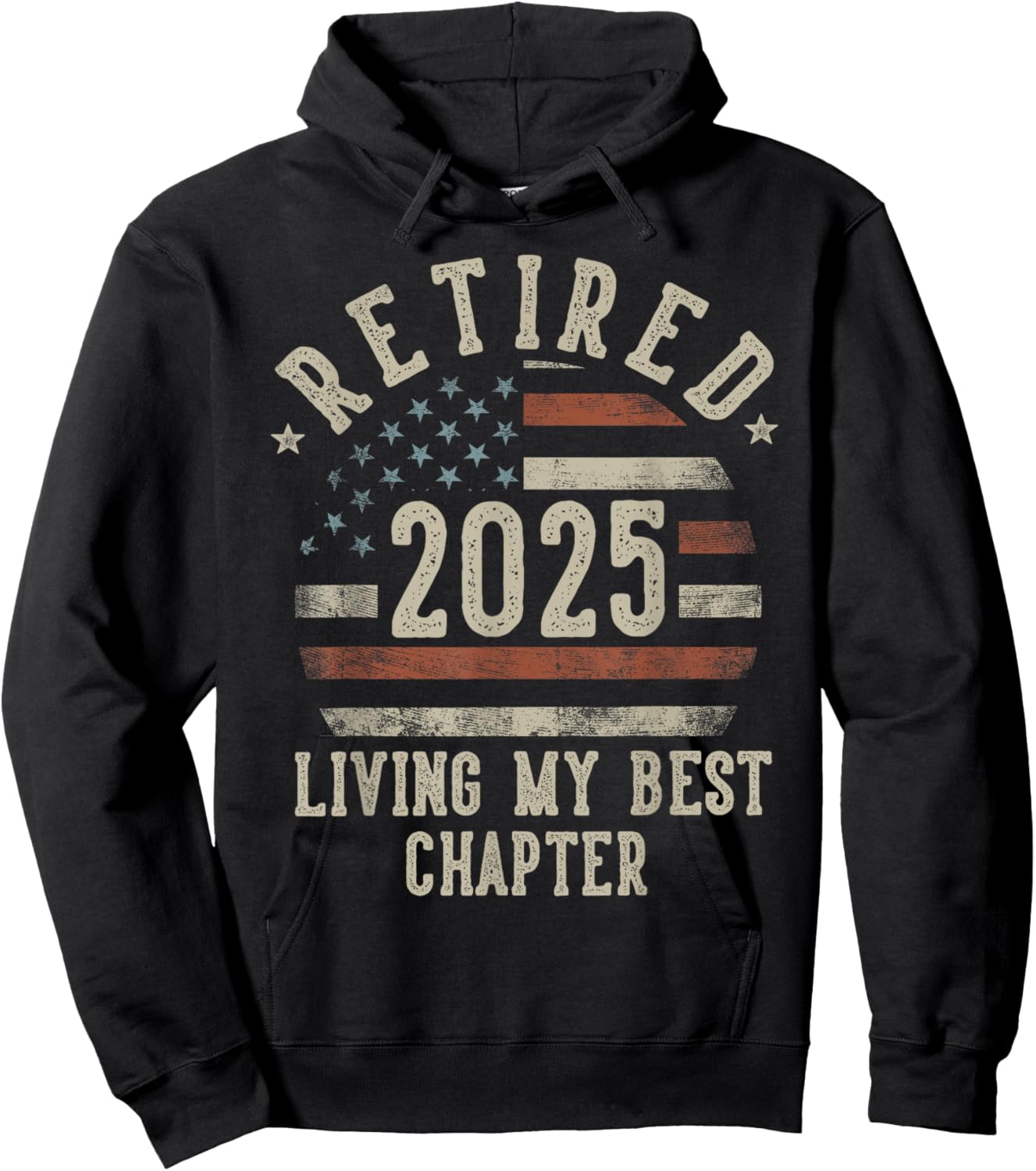 Retired 2025 Living My Best Chapter Retirement Gifts Men Hoodie - Hoodie | Black