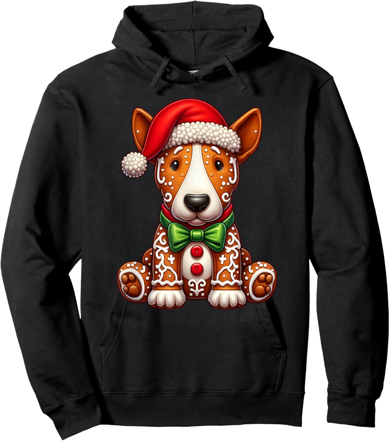 Gingerbread Man Bull Terrier Dog Christmas Kids Hoodie - Hoodie | Black