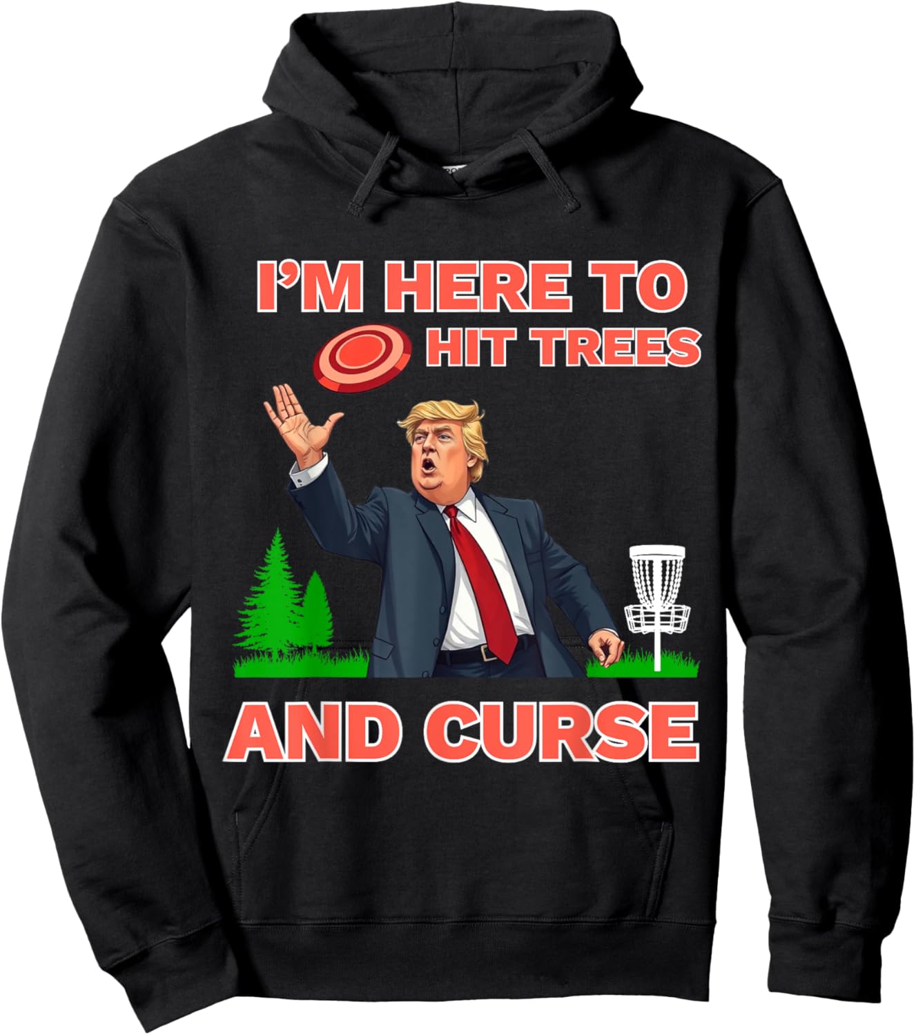 Disc Golf Shirt Funny Hit Trees and Curse Retro Disc Golf Hoodie - Hoodie | Black