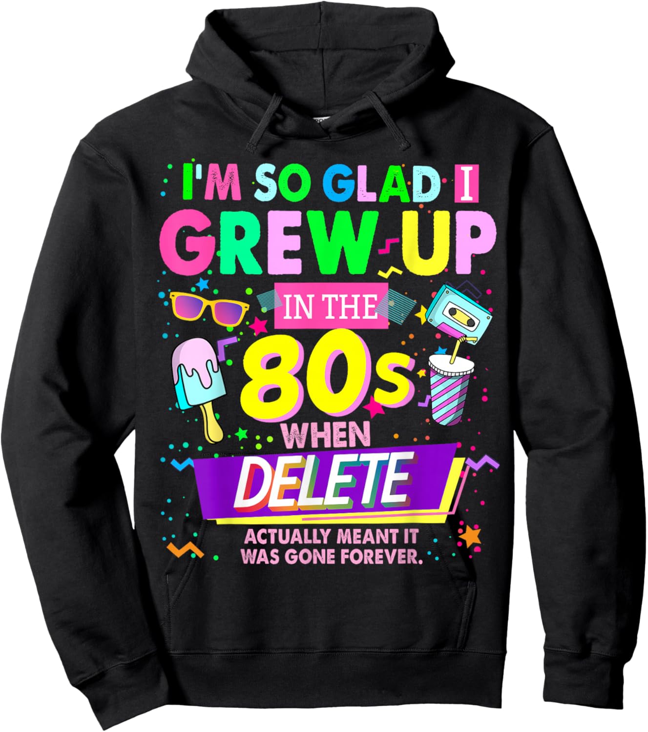 80s Outfit Idea & Nostalgic 1980s 80s Themed Hoodie - Hoodie | Black