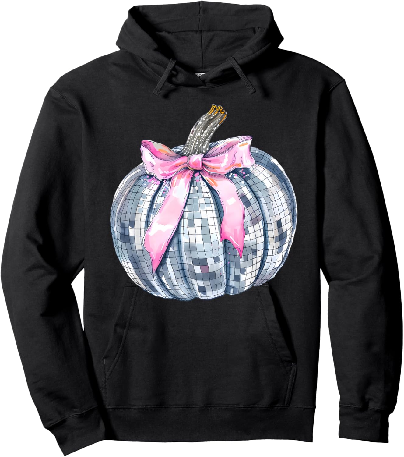 Retro Disco Ball Coquette Pumpkin Halloween Thanksgiving Hoodie - Hoodie | Black