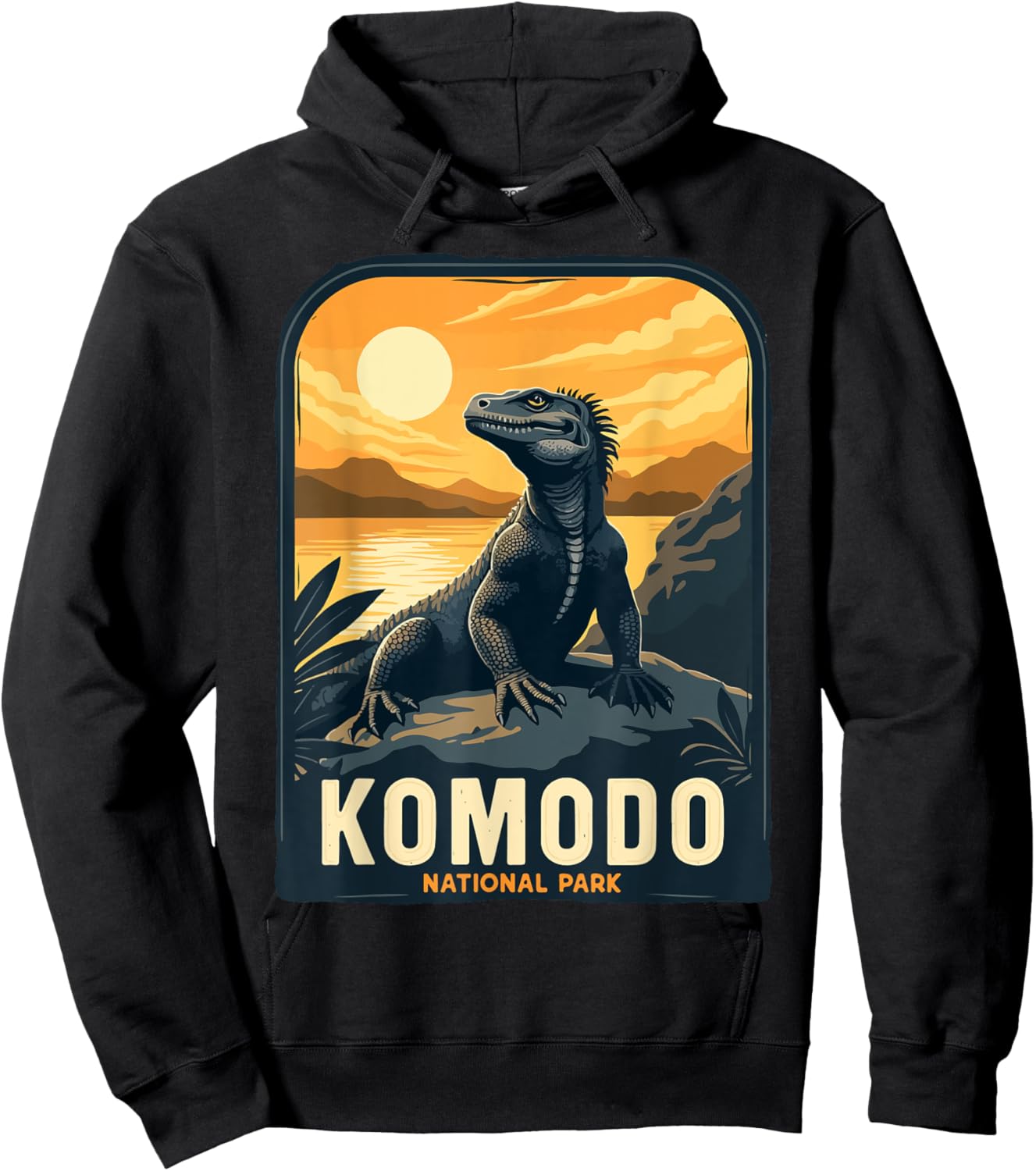 Komodo National Park Indonesia Retro Komodo Dragon Hoodie - Hoodie | Black