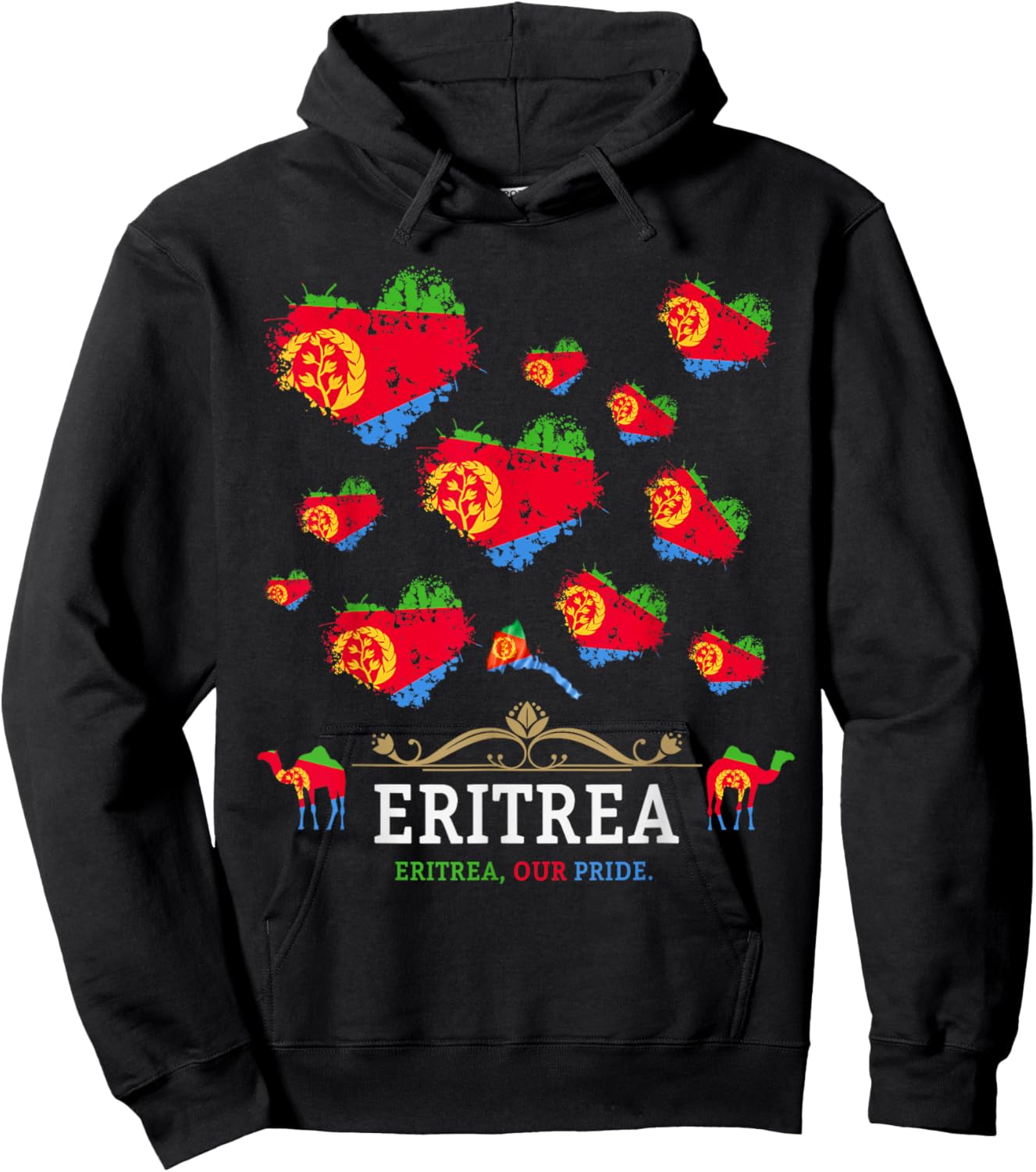 Eritrea Flag Themed Outfit Idea For Kids With Eritrean Flag Hoodie - Hoodie | Black