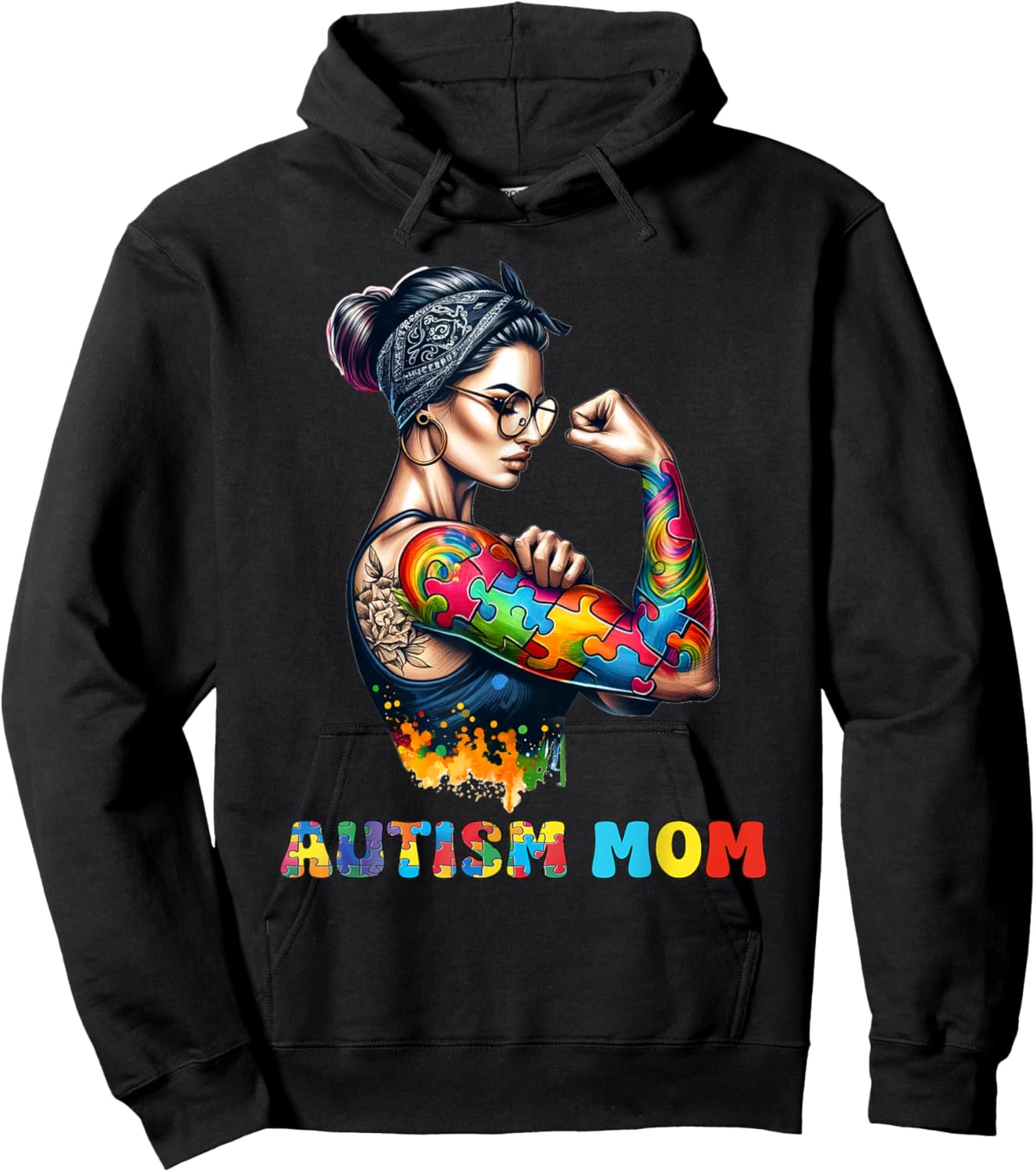Autism Mom Autism Awareness Strong and Proud Autistic Kids Hoodie - Hoodie | Black