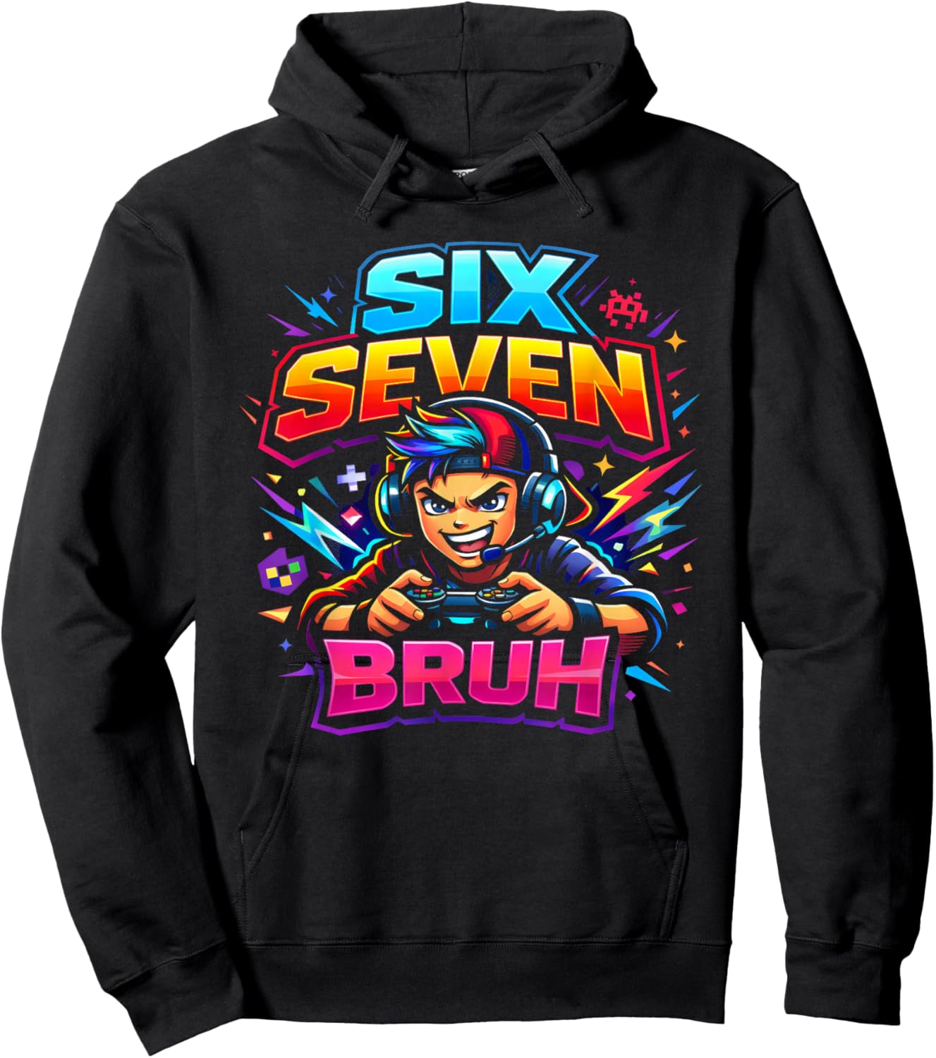 Six Seven Bruh 67 Gamer Gaming Video Games Jungen Kinder Hoodie - Hoodie | Black