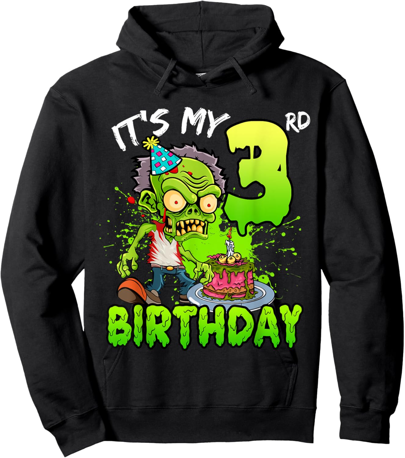 It's My 3rd Birthday Zombie Lover 3 Year Old Boys Girls Hoodie - Hoodie | Black
