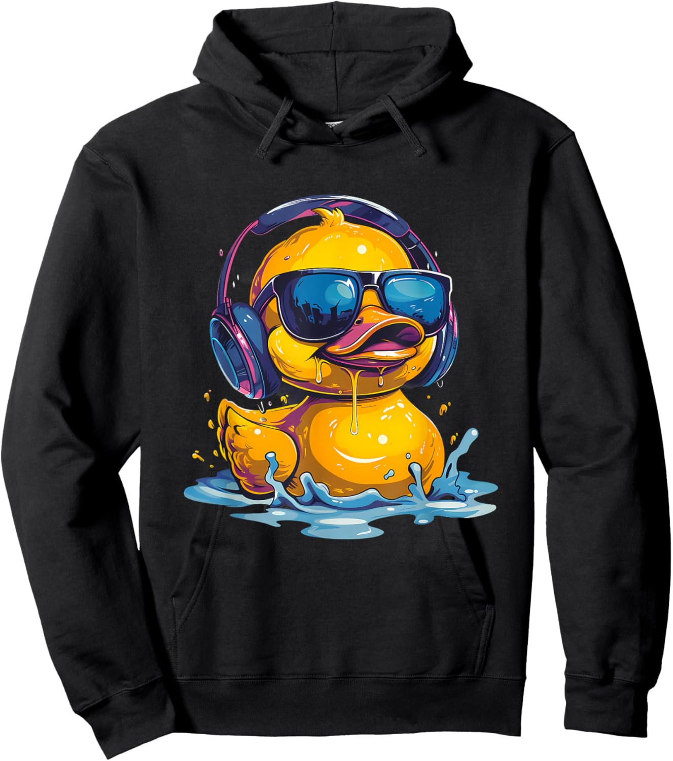 Rubber Duck Techno DJ Rubber Duckling Music Headphones Hoodie - Hoodie | Black