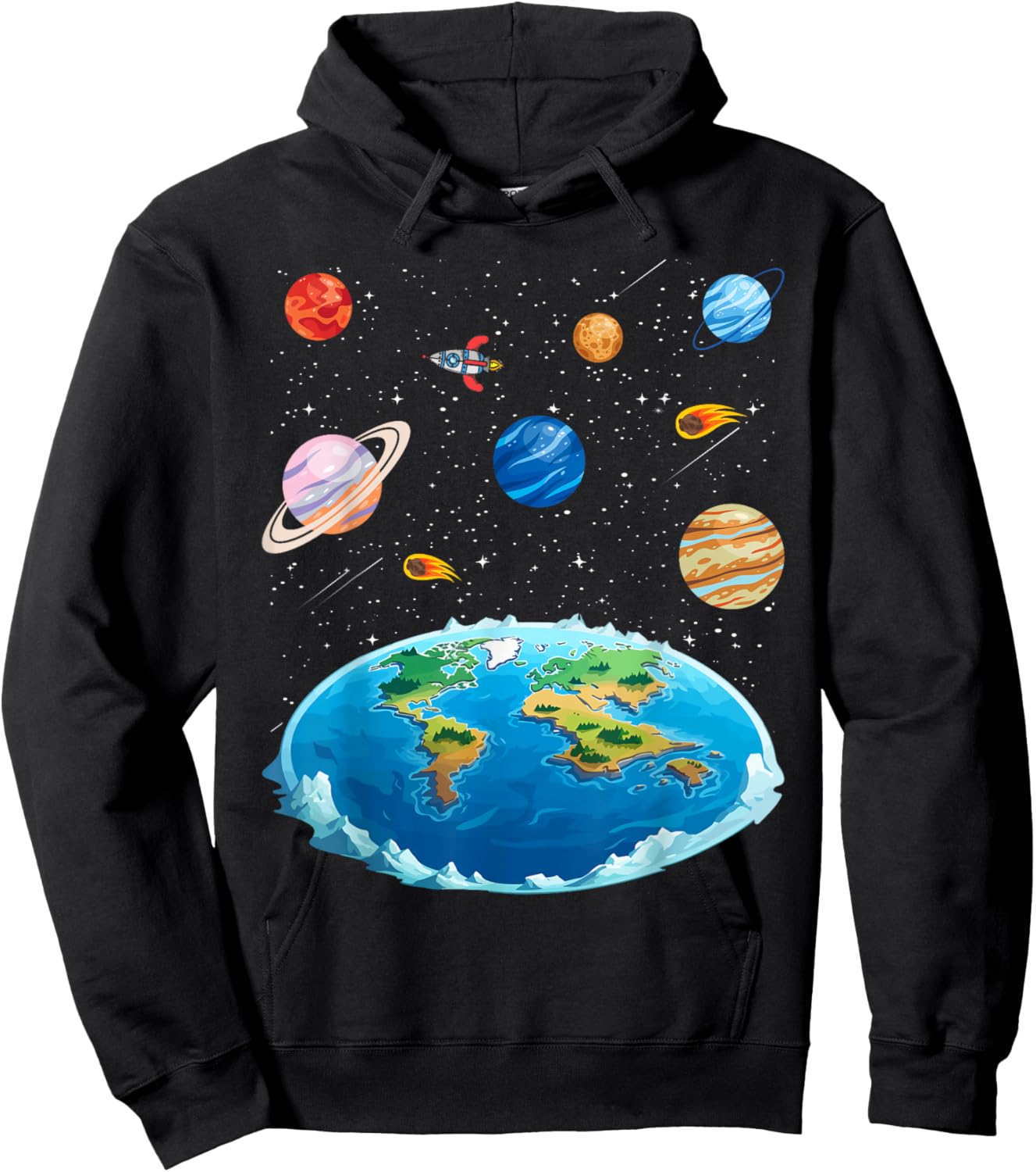 Flat Earth Map Model Globe Conspiracy Believer Hoodie - Hoodie | Black