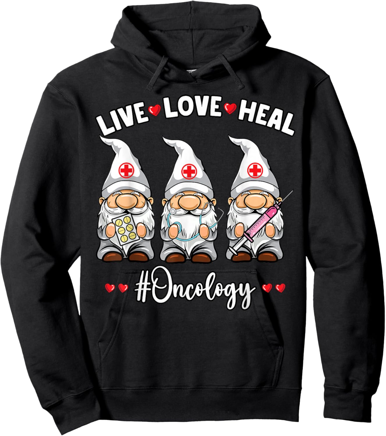 Oncology Nurse Gnome Life Love Healing Oncologist Hoodie - Hoodie | Black