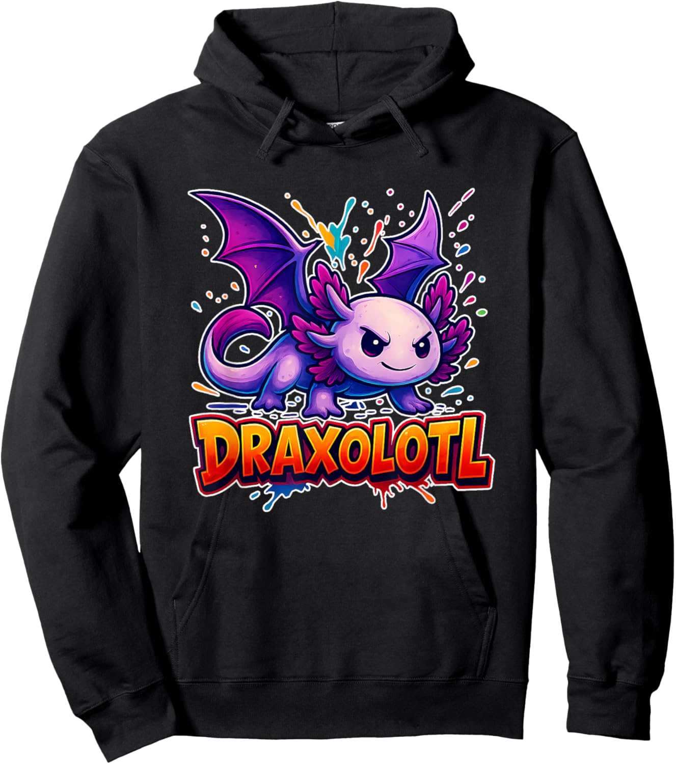 Draxolotl Axolotl Dragon Mashup Fantasy Design for Kids Hoodie - Hoodie | Black