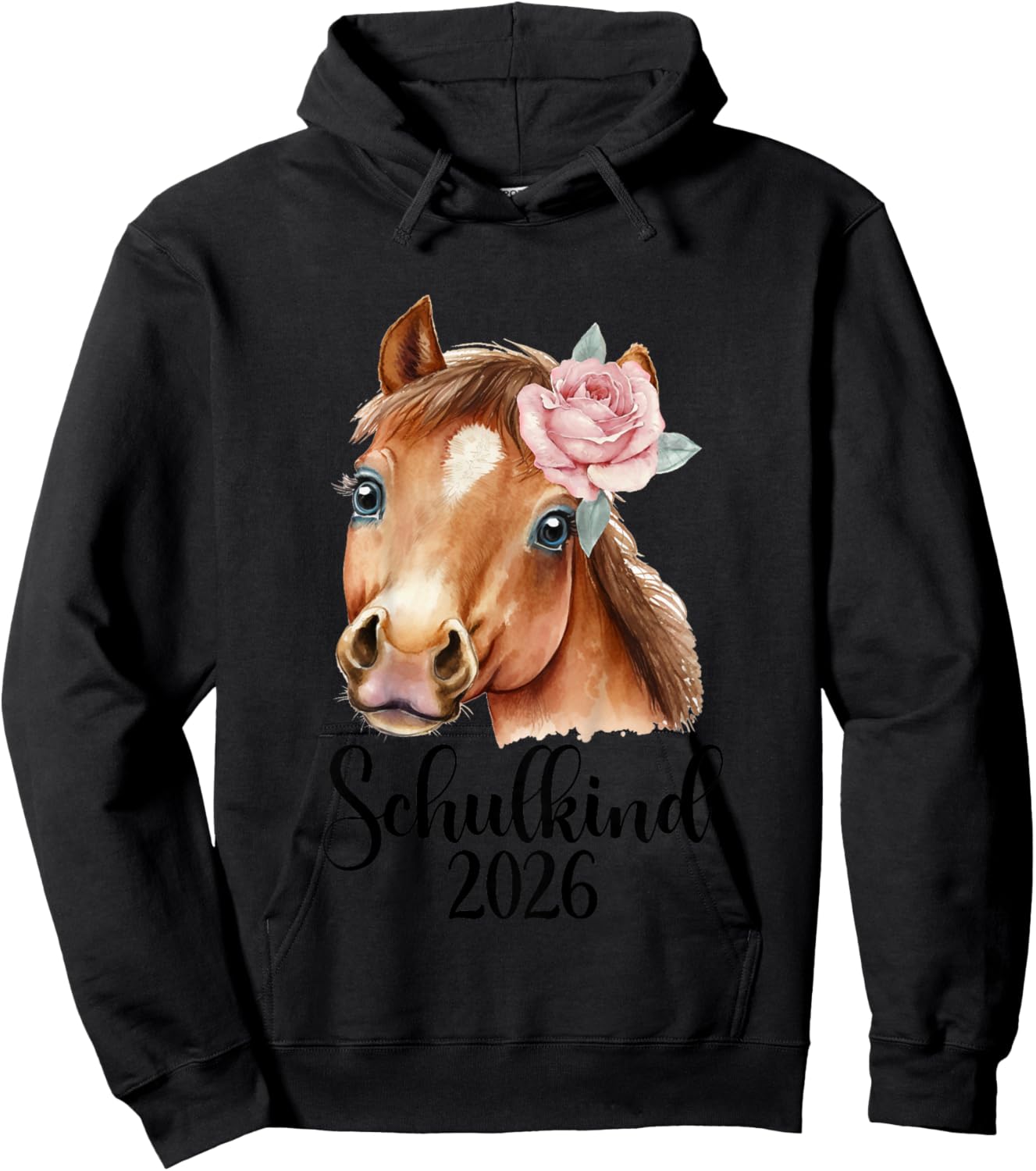 Kinder Einschulung Erstklässlerin Schulmädchen Pferd Schulkind 2026 Hoodie - Hoodie | Black