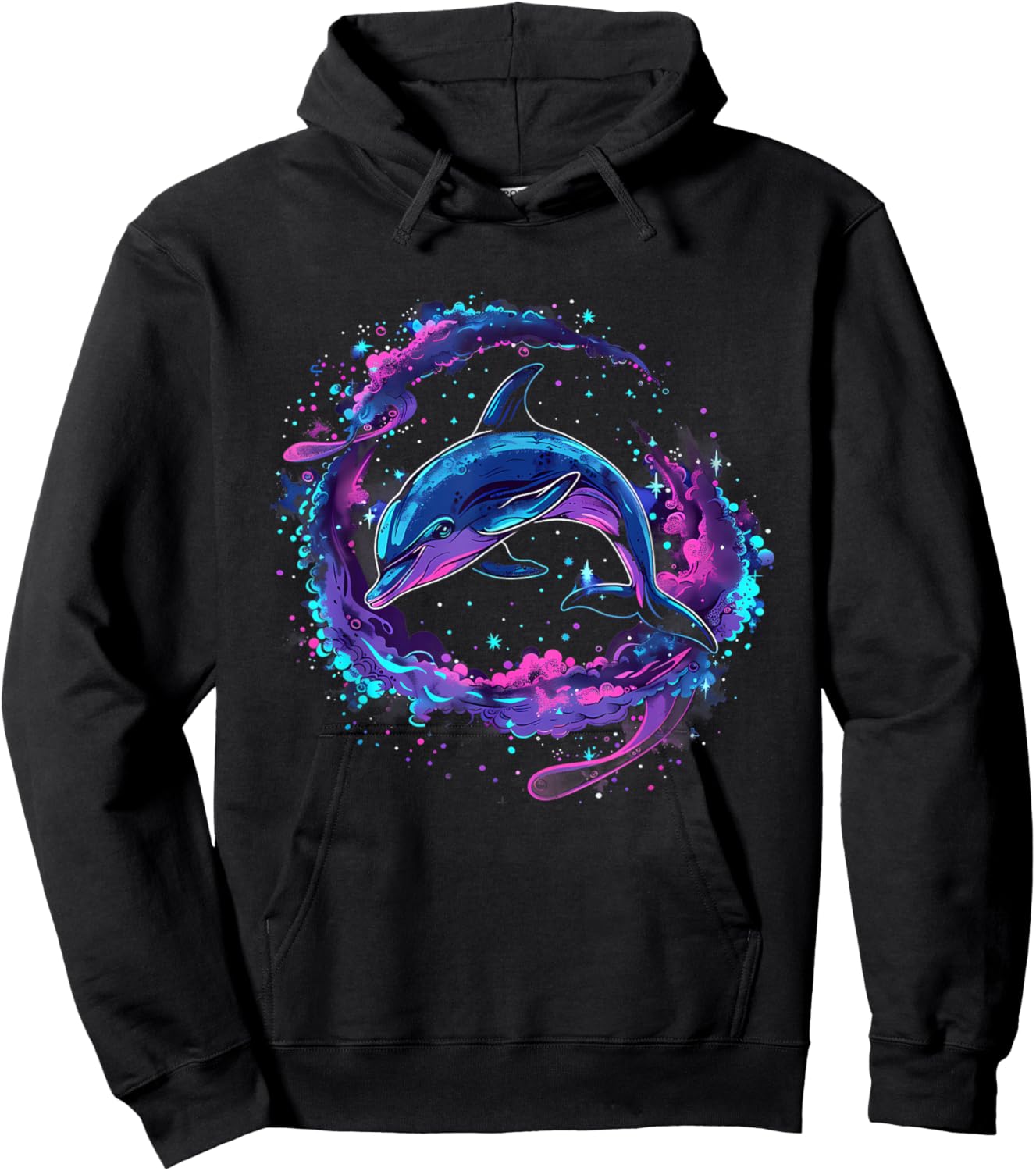 Dolphin Watercolor Sea Ocean Animal Ocean Sea Dolphin Hoodie - Hoodie | Black