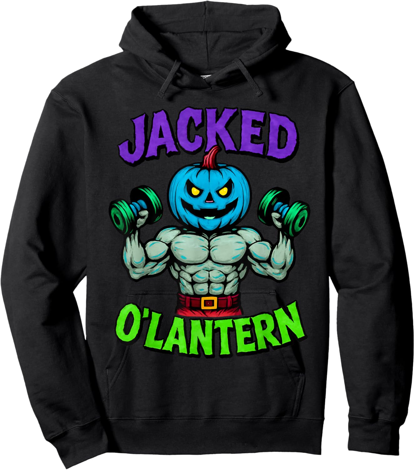Funny Jacked Halloween Pumpkin Workout Motivation Hoodie - Hoodie | Black