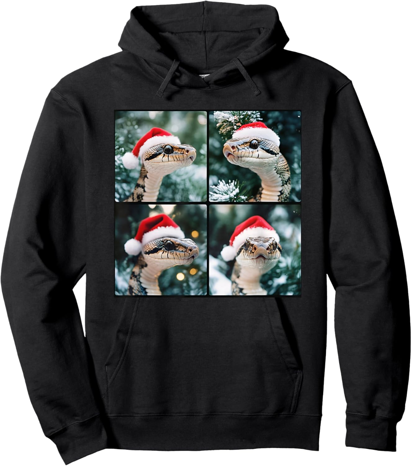 Snake Santa Hat Funny Christmas Snake Hoodie - Hoodie | Black
