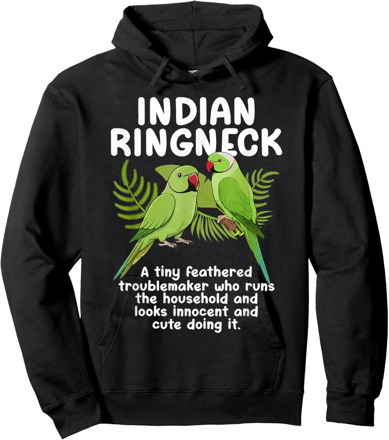 Indian Ringneck Parrot Definition Rose-Ringed Parakeet Owner Hoodie - Hoodie | Black