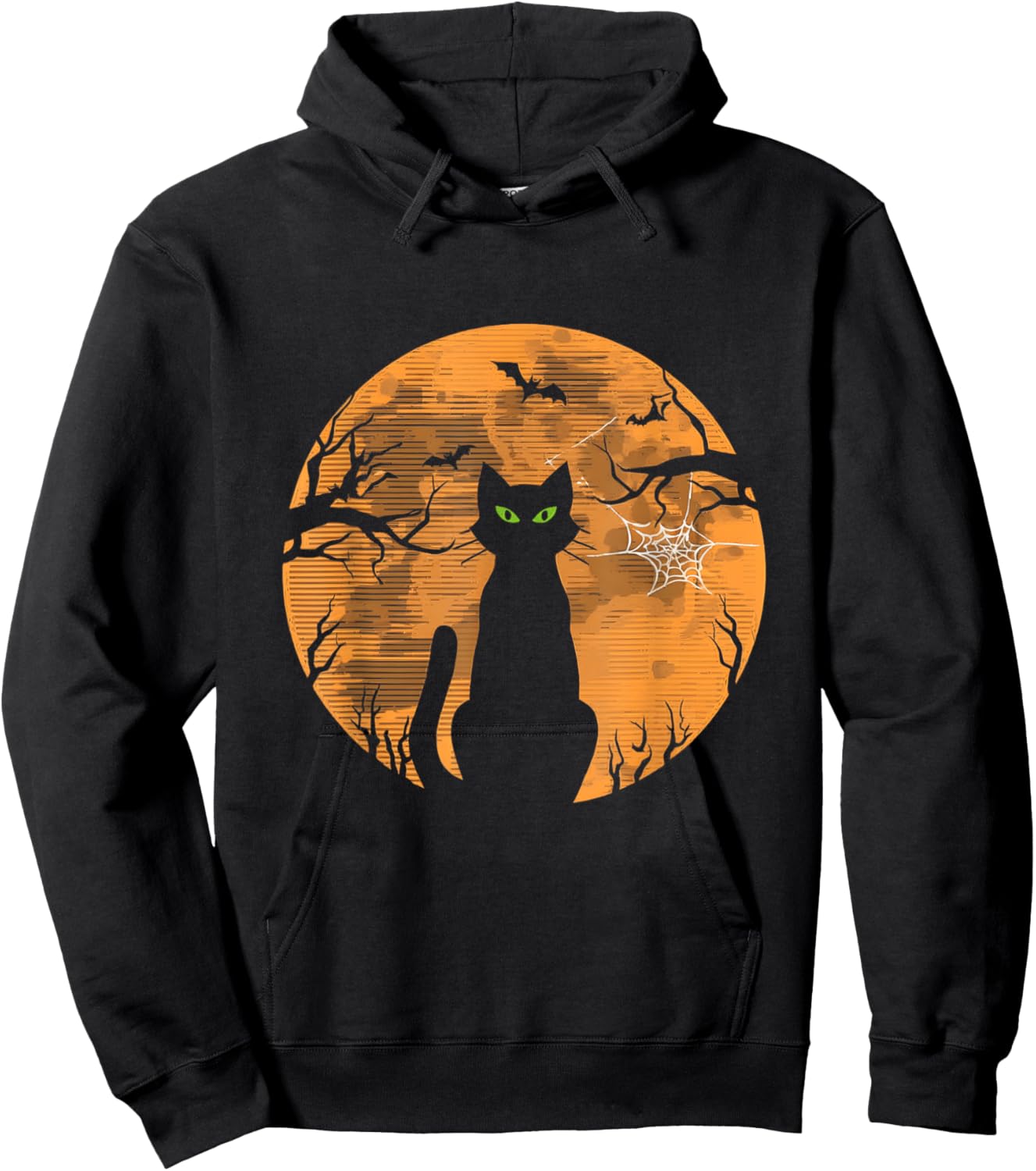 Vintage Halloween Cat Retro Moon Hoodie - Hoodie | Black