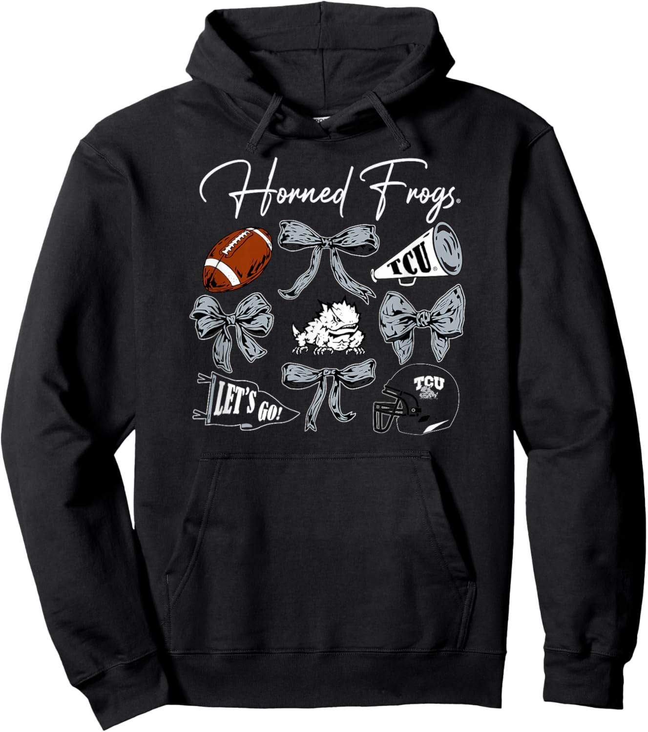 TCU Horned Frogs Football Bows Purple Officially Licensed Hoodie - Hoodie | Black