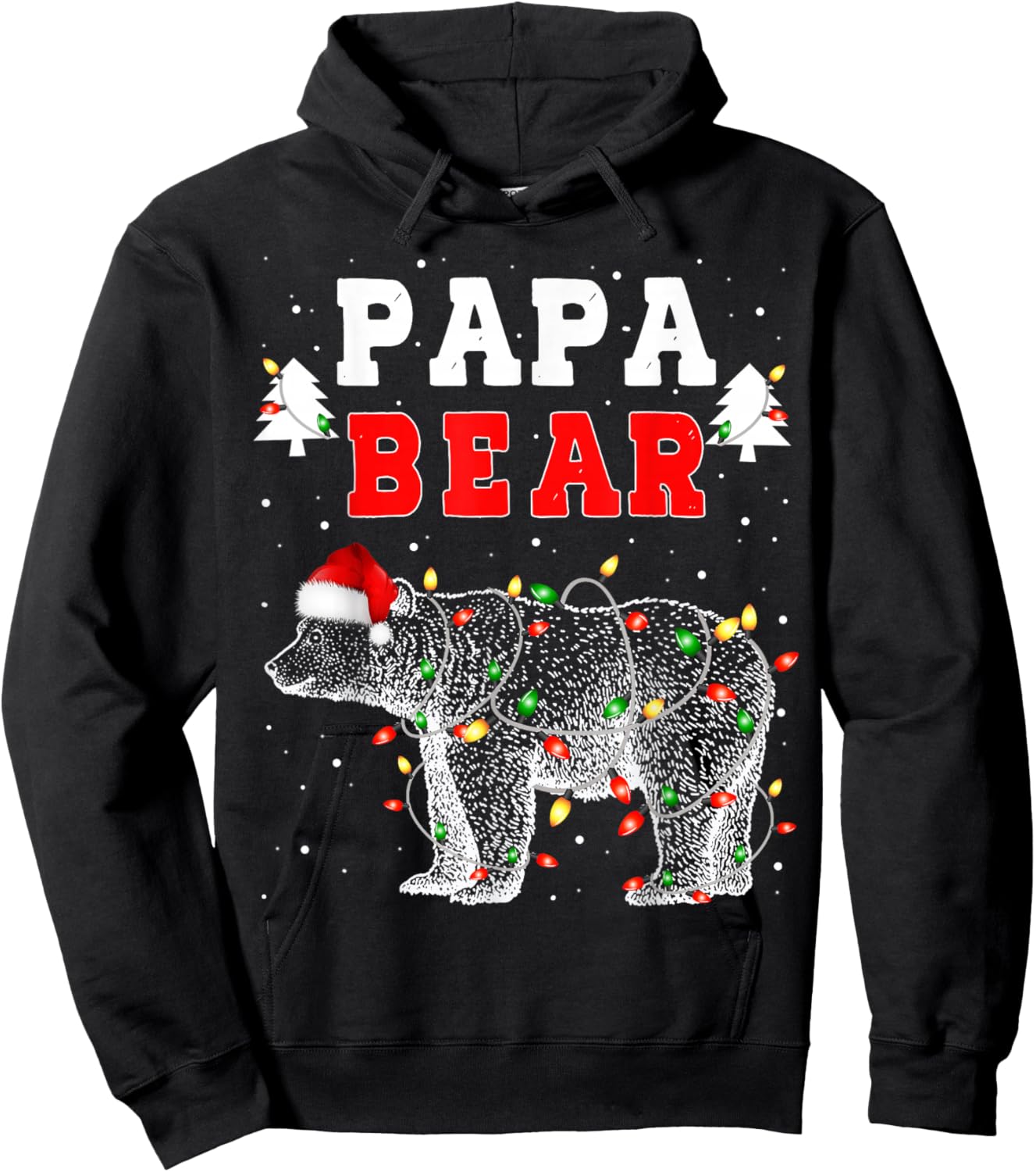 Papa Bear Christmas Santa Family Matching Pajamas Women Men Hoodie - Hoodie | Black