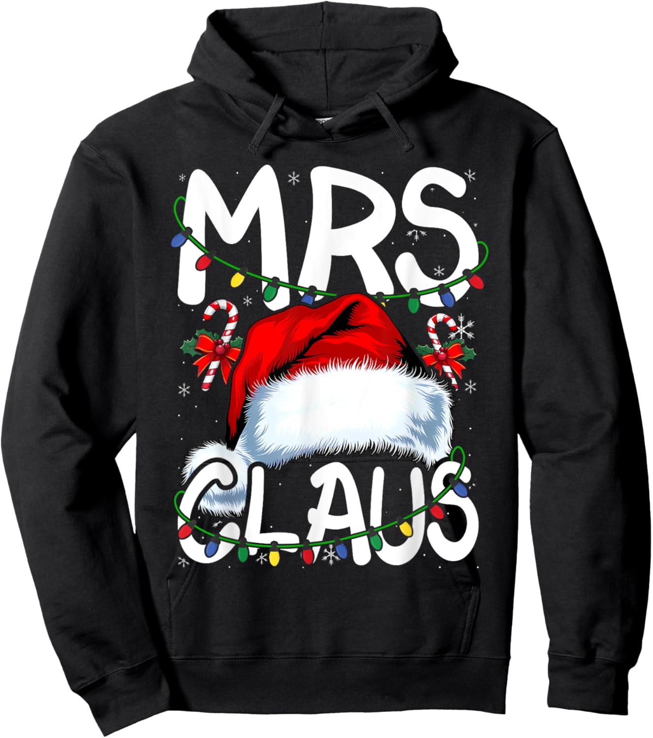 Mr and Mrs Claus Couples Matching Christmas Pajamas Santa Hoodie - Hoodie | Black