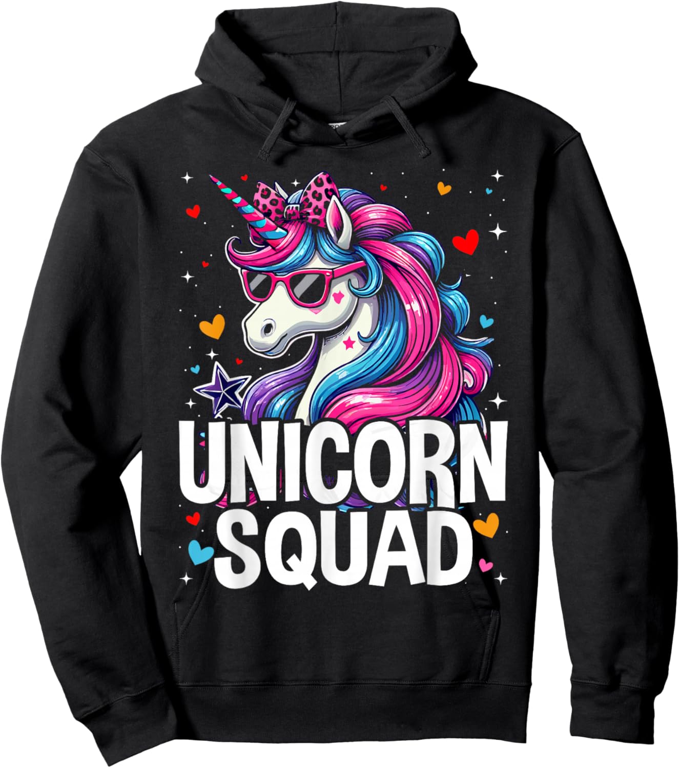 Unicorn Squad - Graceful Unicorn with Leopard Bandana Hoodie - Hoodie | Black