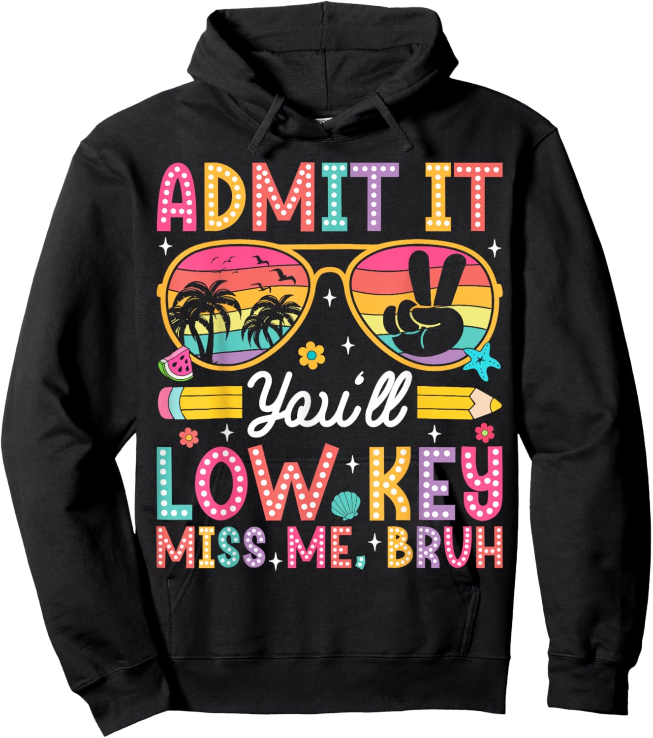 Admit It You'll Low Key Miss Me Bruh Retro School Graduation Hoodie - Hoodie | Black