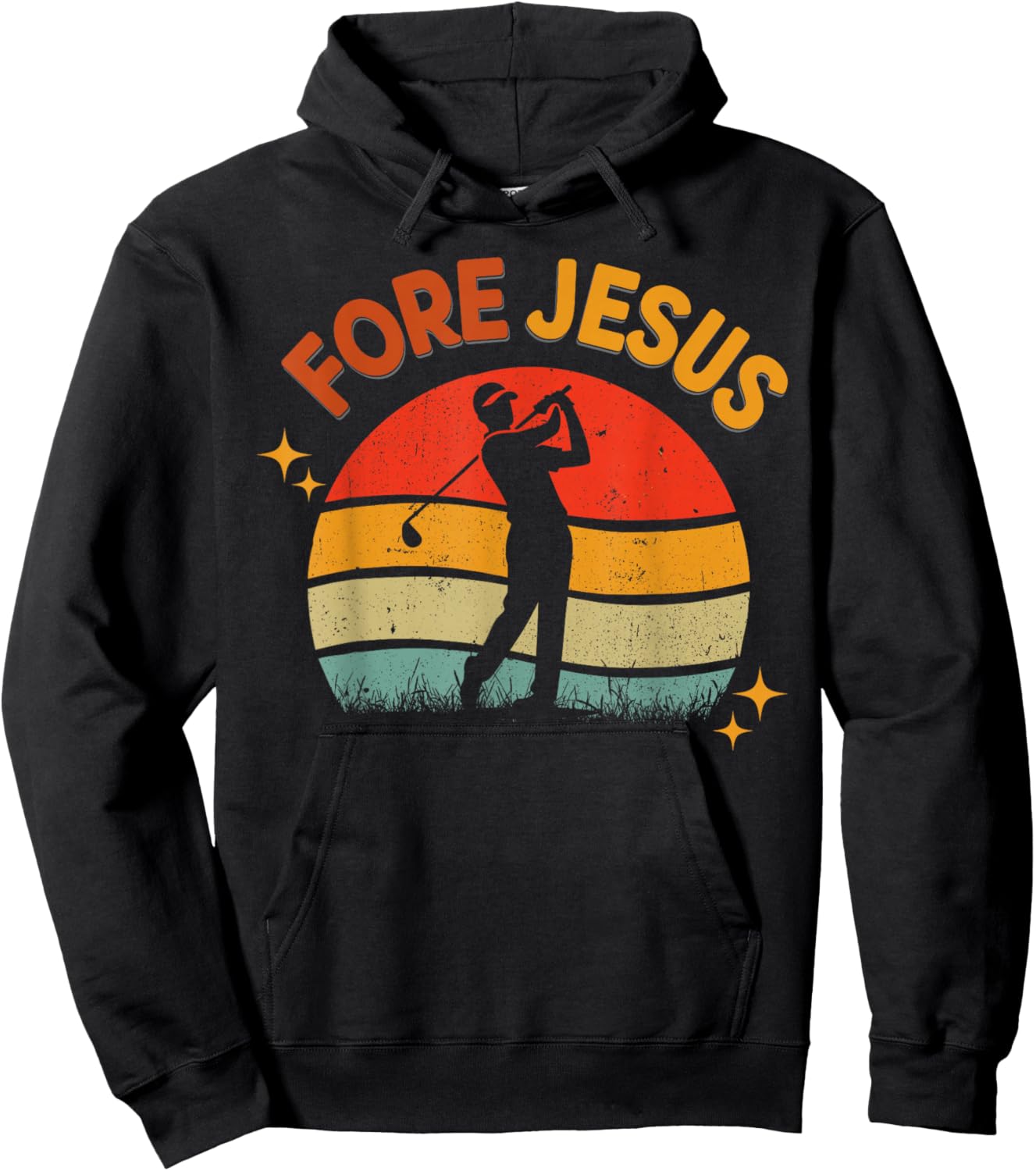 FORE Jesus Christian Golf Retro 70s Religious Golfing Men's Hoodie - Hoodie | Black
