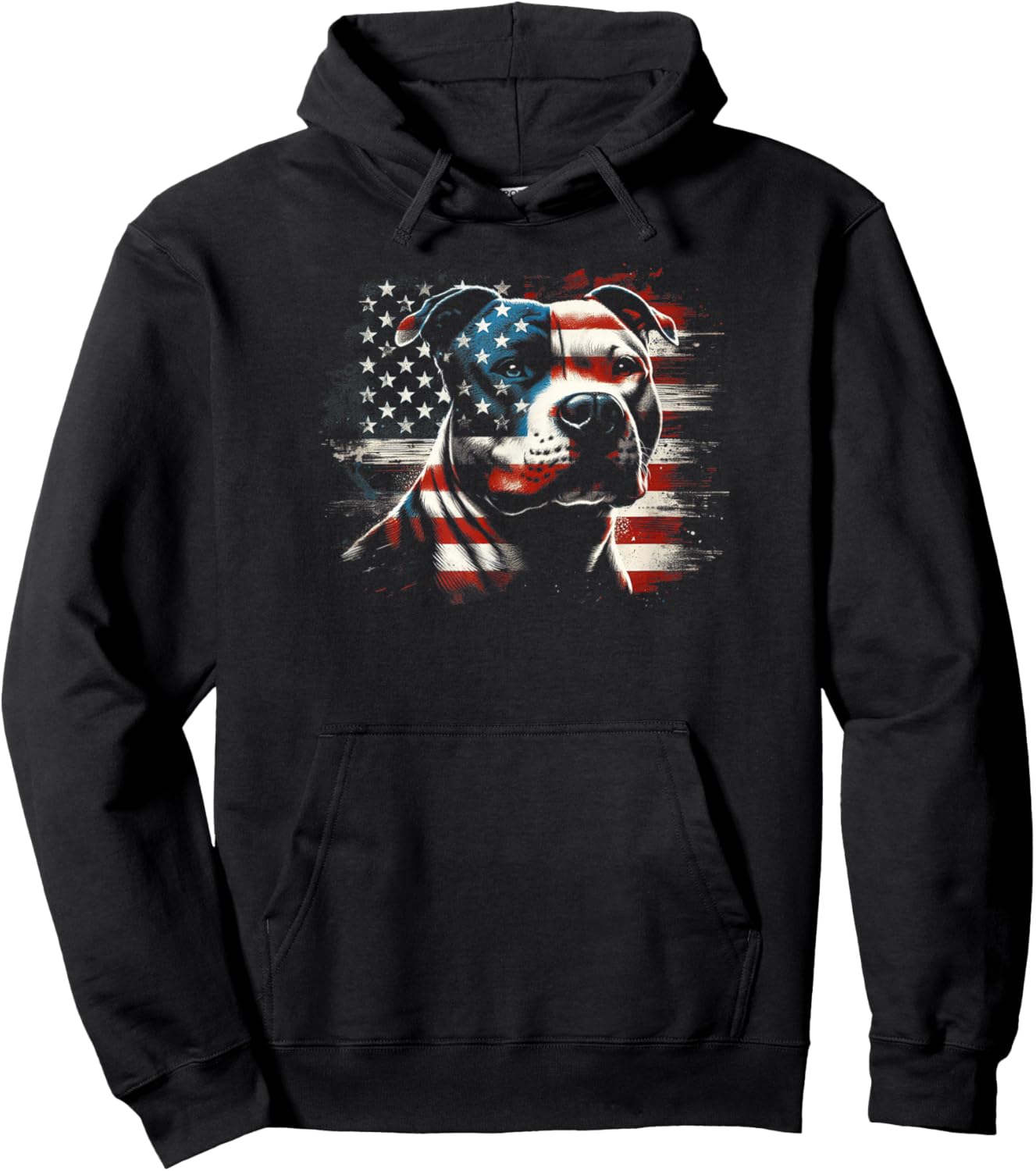 4th Of July American Flag Patriotic Pitbull Terrier Hoodie - Hoodie | Black