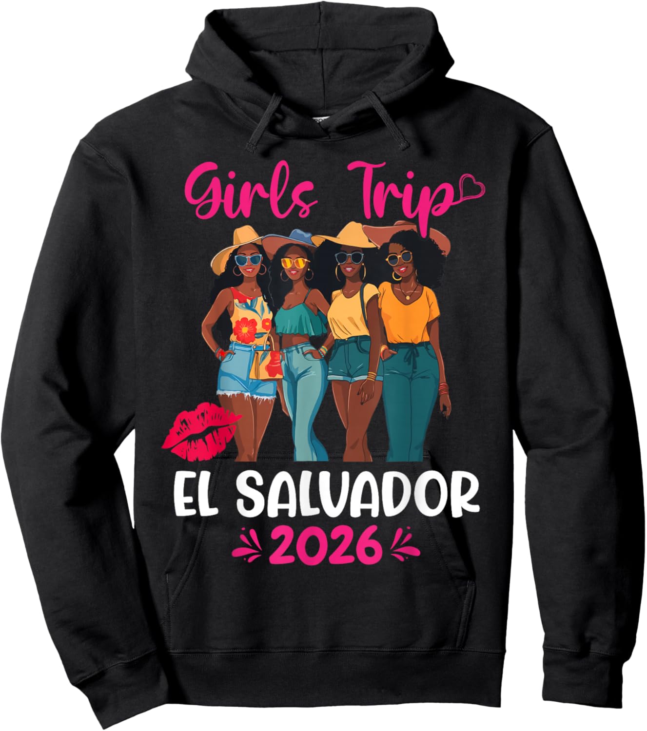 Black Girls Trip El Salvador 2026 Vacation Matching Hoodie - Hoodie | Black