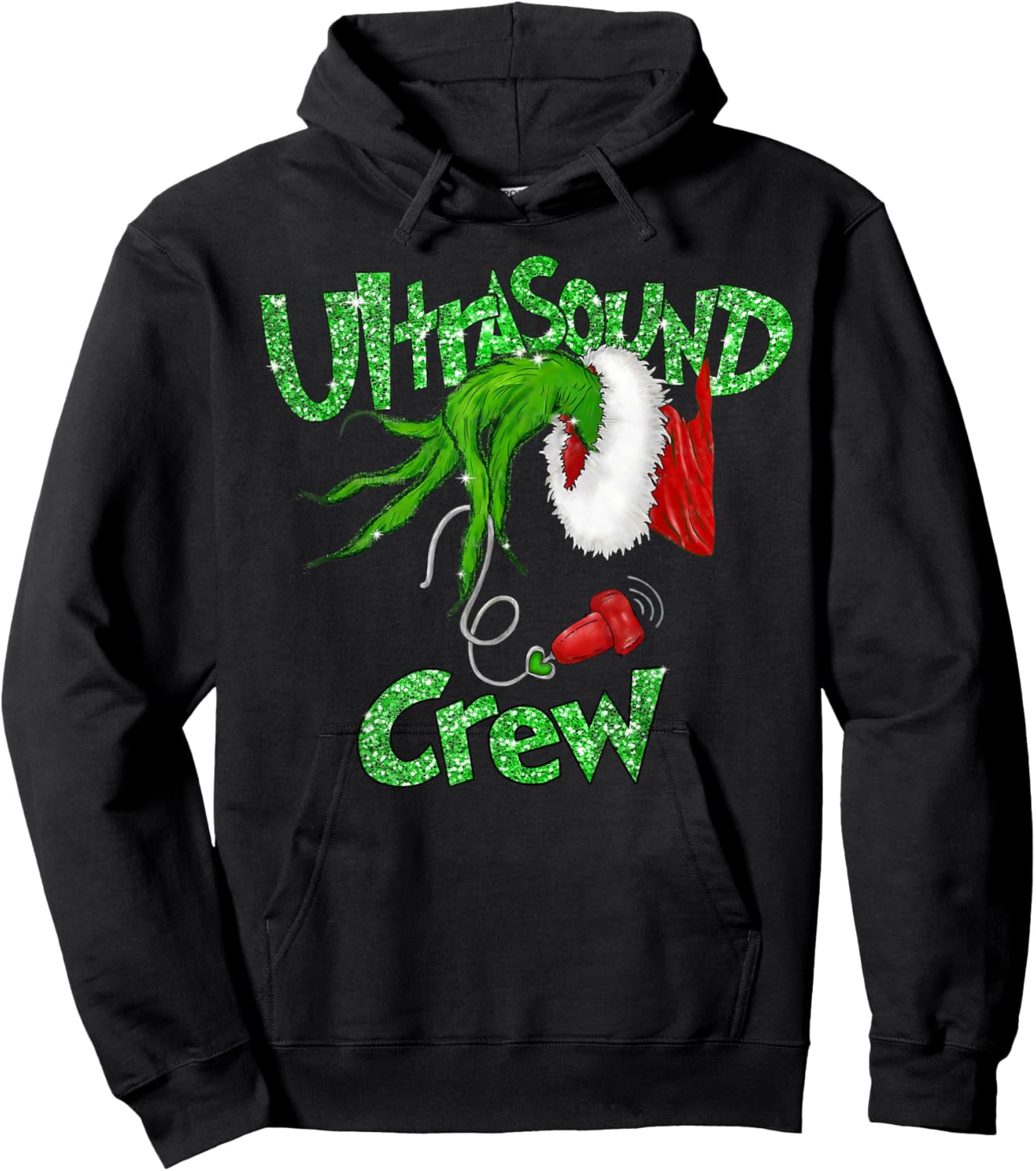 Ultrasound Crew Sonographer Merry Christmas Xmas Pajamas Hoodie - Hoodie | Black