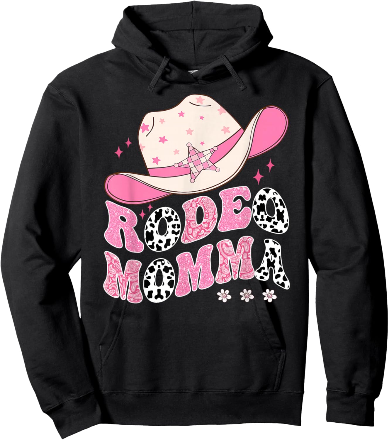 Rodeo Momma Pink CowGirl 1St Birthday Family Matching Hoodie - Hoodie | Black