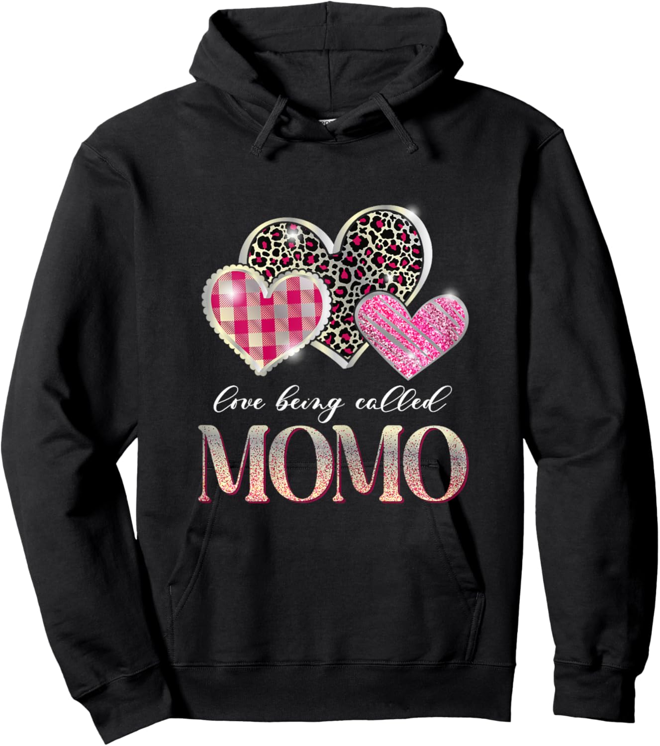 I Love Being Called Momo Mother's Day Leopard Mom Grandma Hoodie - Hoodie | Black