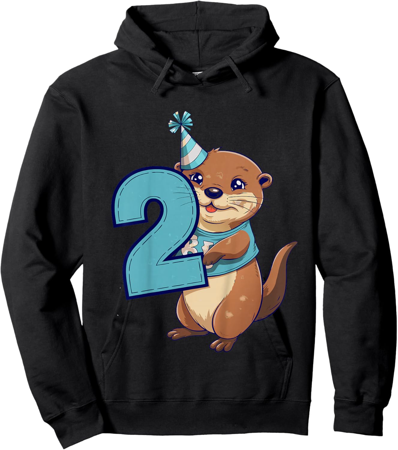 Kids 2nd Birthday Otter Kids Hoodie - Hoodie | Black