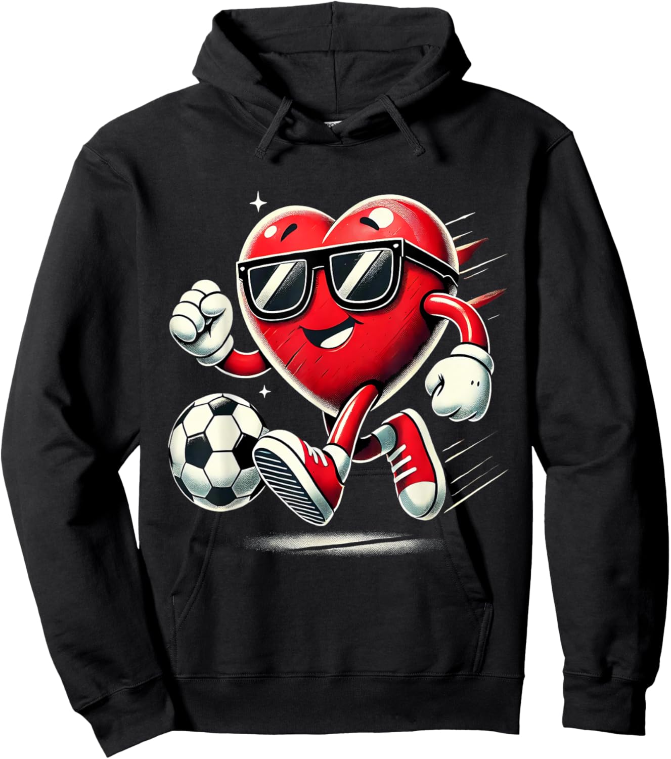 Funny Heart Playing Soccer Valentines Day Boys Kids Hoodie - Hoodie | Black