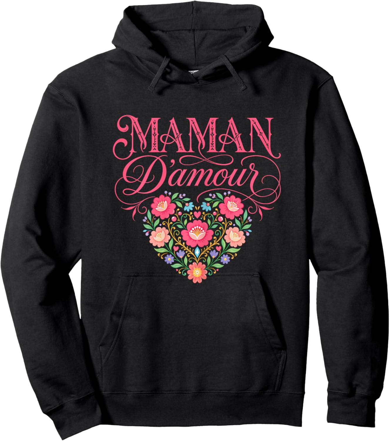 Fete des Meres Maman d'amour Fete De Mere Personnalisé Hoodie - Hoodie | Black