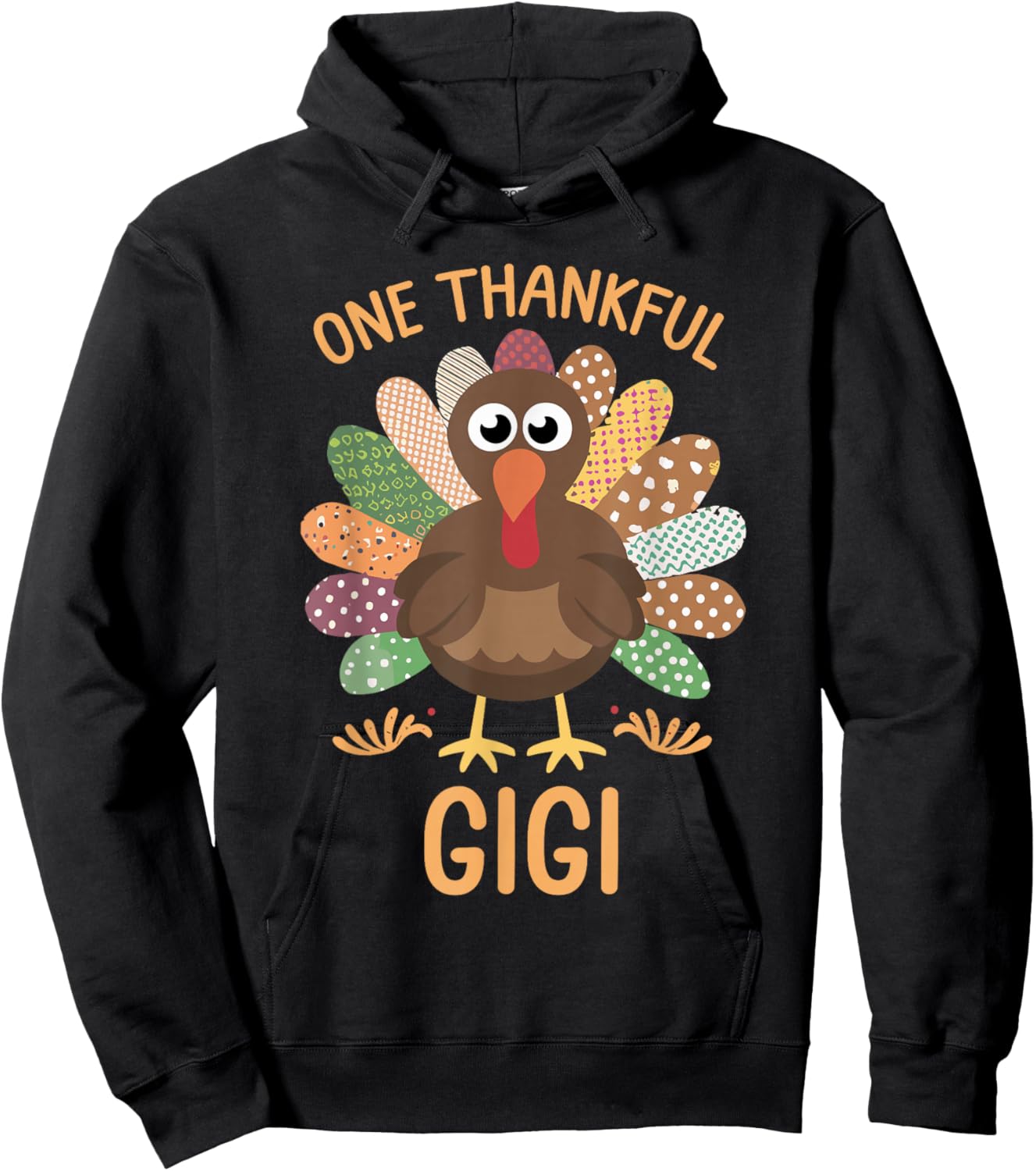 Thanksgiving Turkey - One Thankful Gigi Hoodie - Hoodie | Black