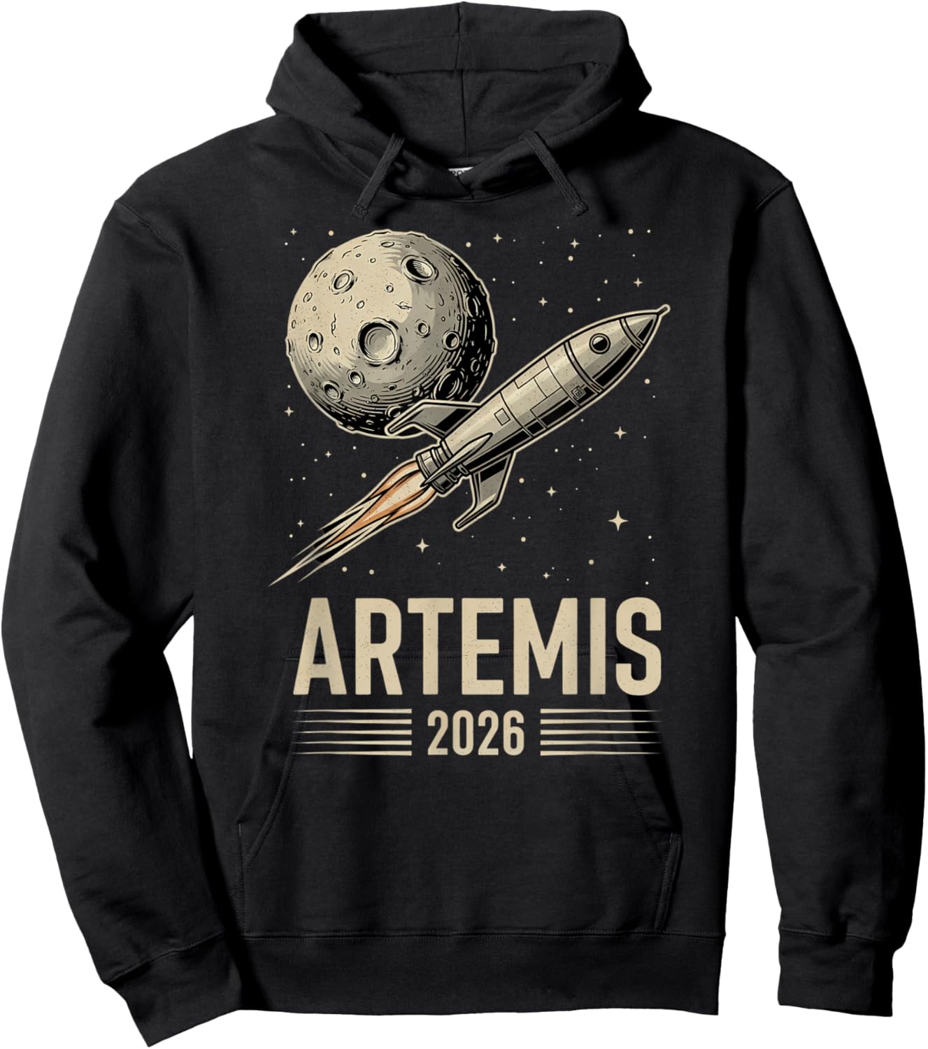 Artemis 2 Launch to The Moon Mission Retro Rocket Ship Hoodie - Hoodie | Black