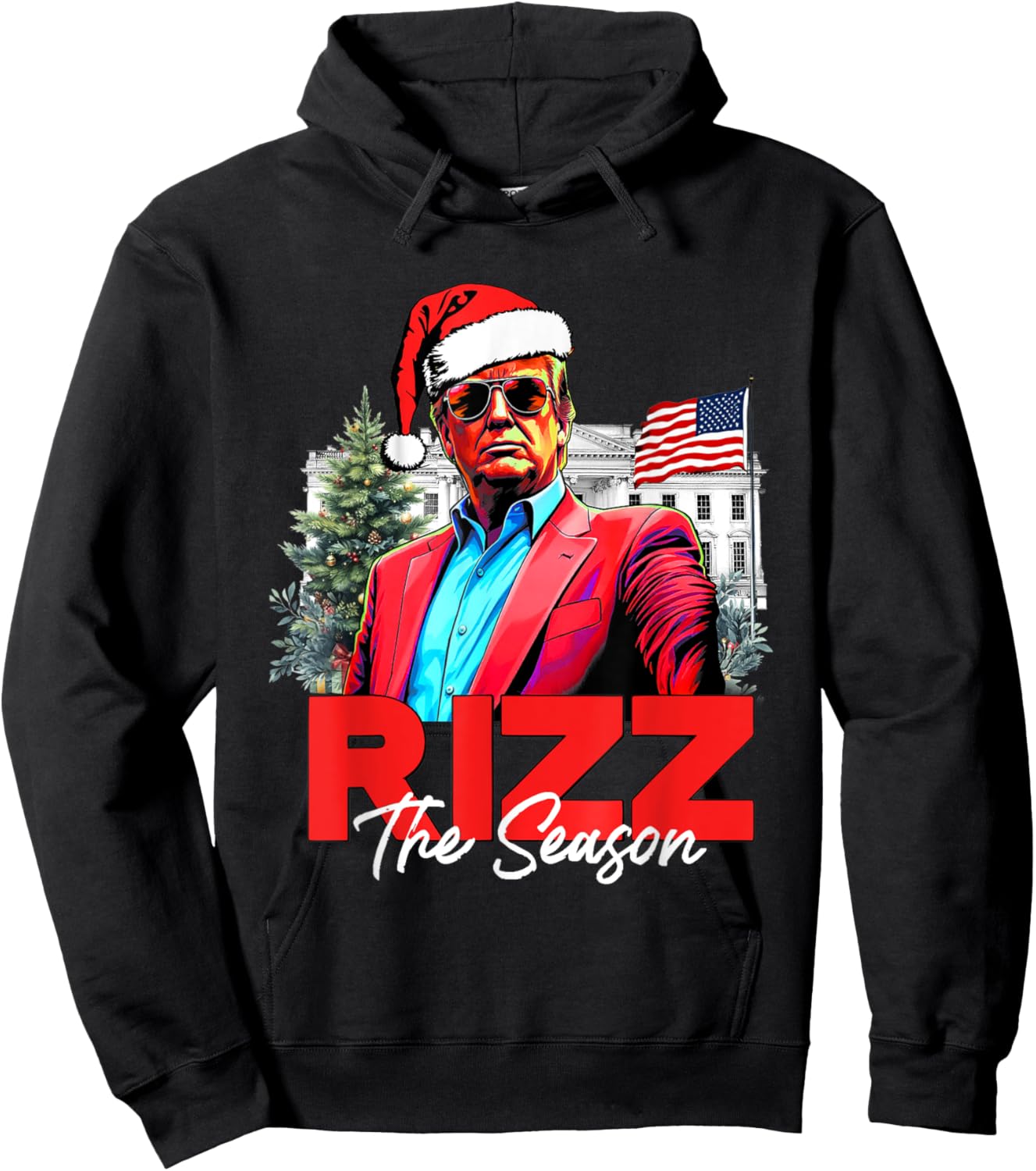 Funny Christmas Rizzmas Santa Xmas Rizz The Season Trump Hoodie - Hoodie | Black