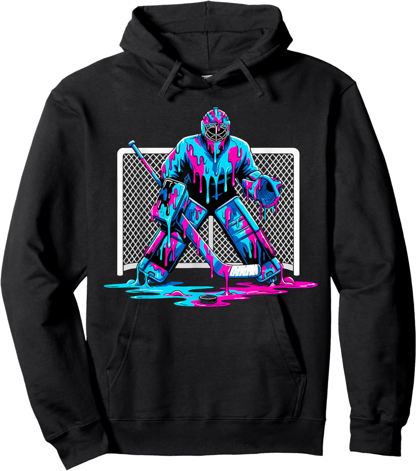 Hockey Goalie Ice Cream Drip Boys Ice Hockey Sport Player Hoodie - Hoodie | Black