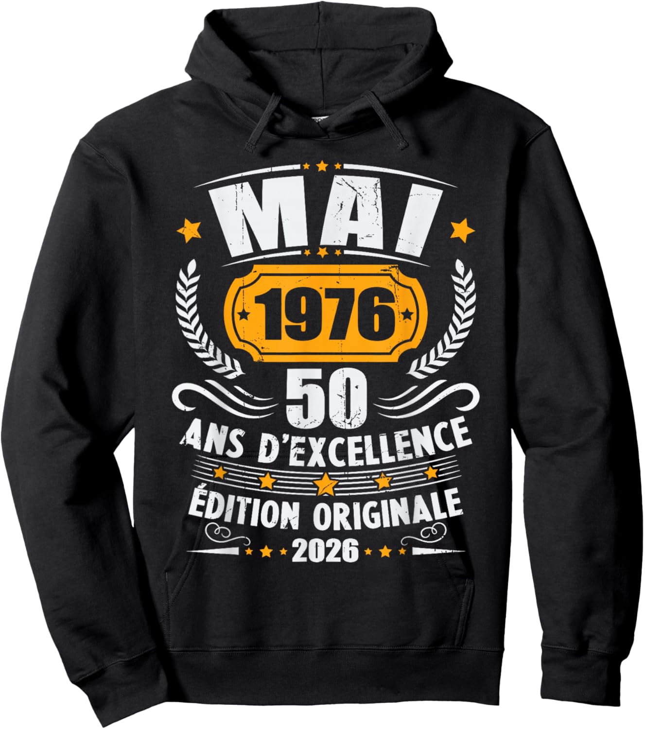 Vintage Mai 1976 Cadeau Anniversaire 50 Ans Hommes Femmes Hoodie - Hoodie | Black