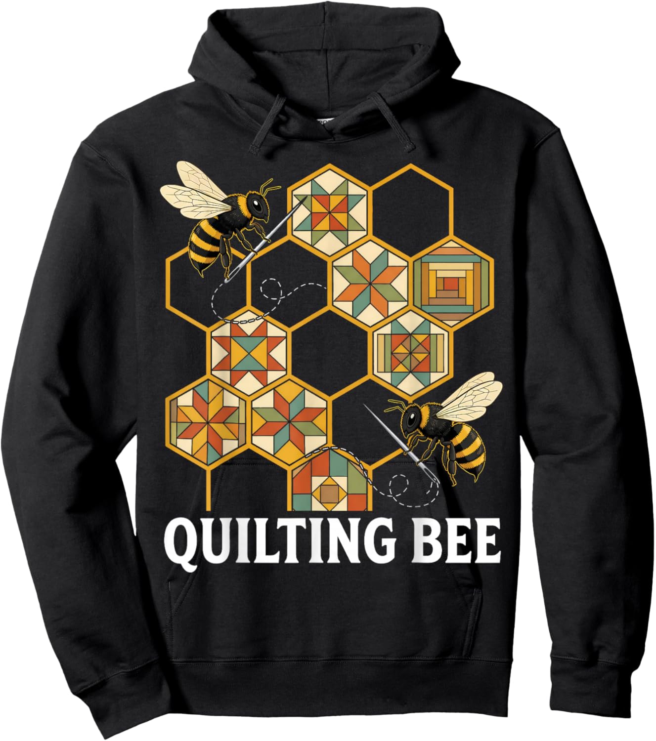 Funny Quilting Bee Quilt Lover Sewing Hobby Quilter Hoodie - Hoodie | Black