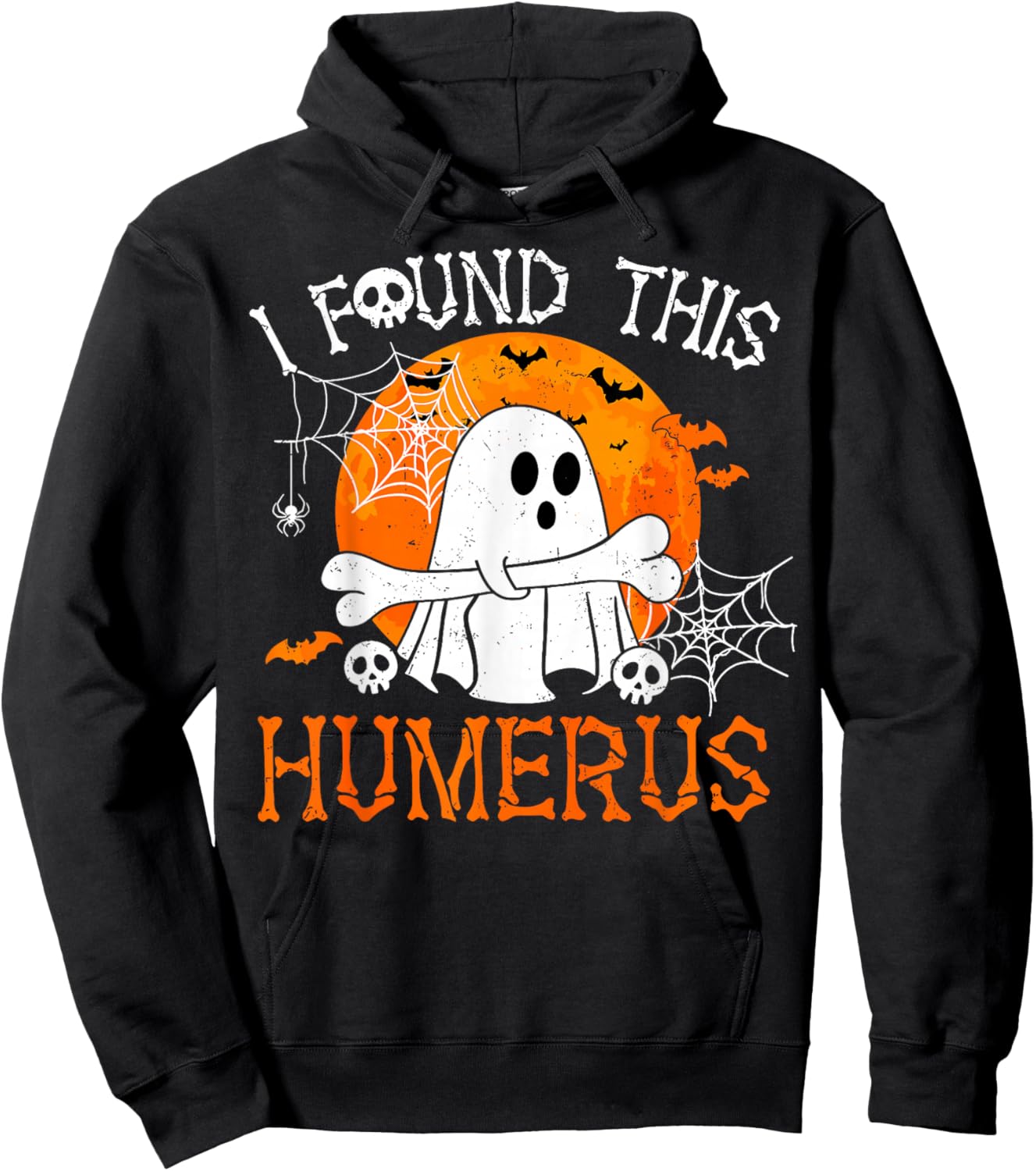 I Found This Humerus Spooky Ghost Bone Funny Halloween Pun Hoodie - Hoodie | Black